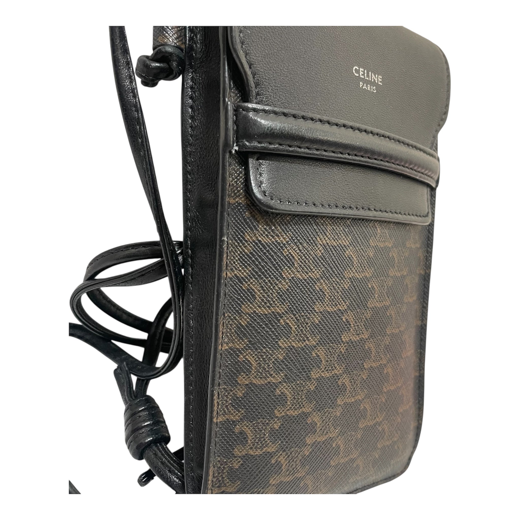 CELINE/Pouch/All Over Print/Leather/BLK/PHONE POUCH view 5