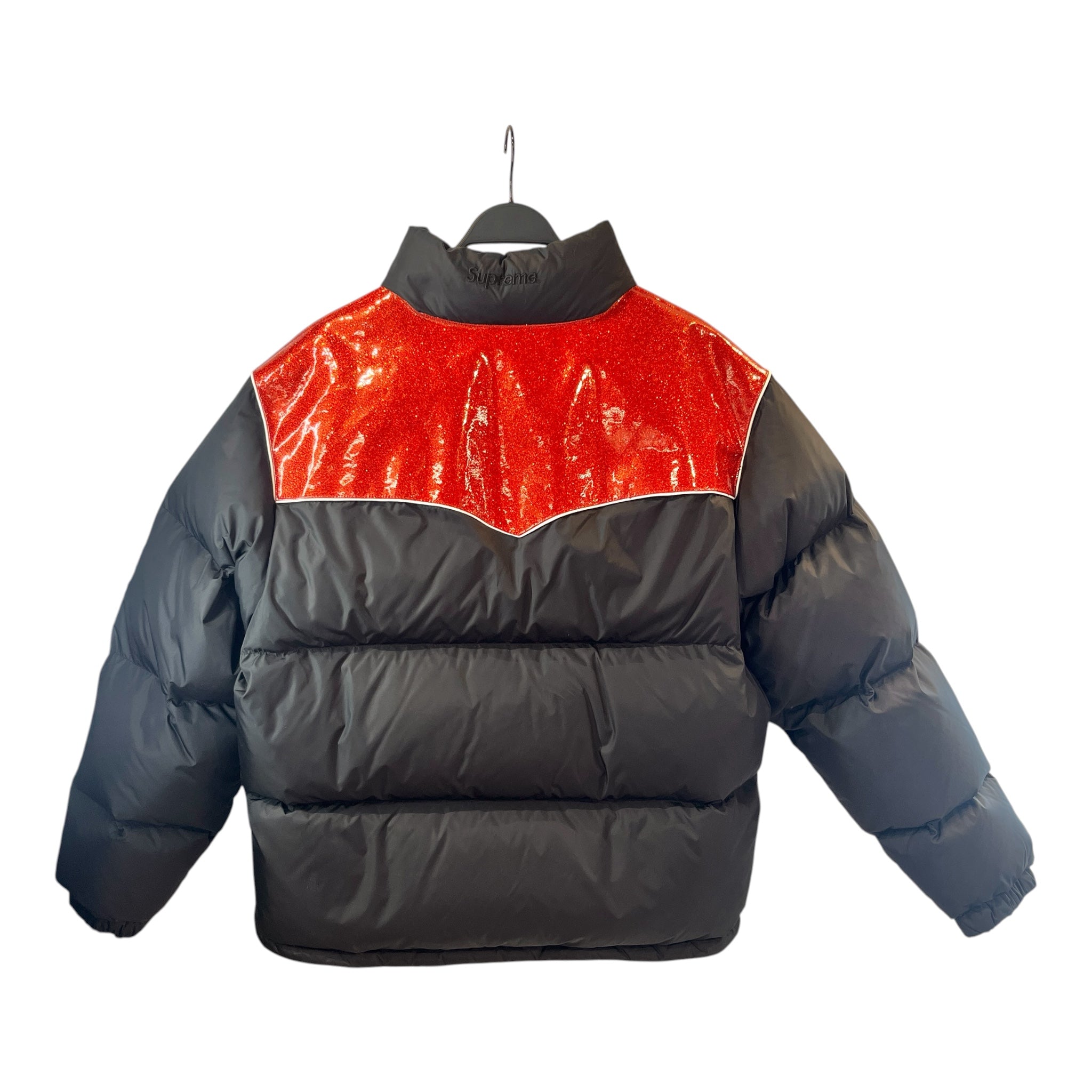 Supreme/Puffer Jkt/L/Nylon/BLK/No Collar/Glitter/F/W 22 ORANGE GLITTER YOKE view 2