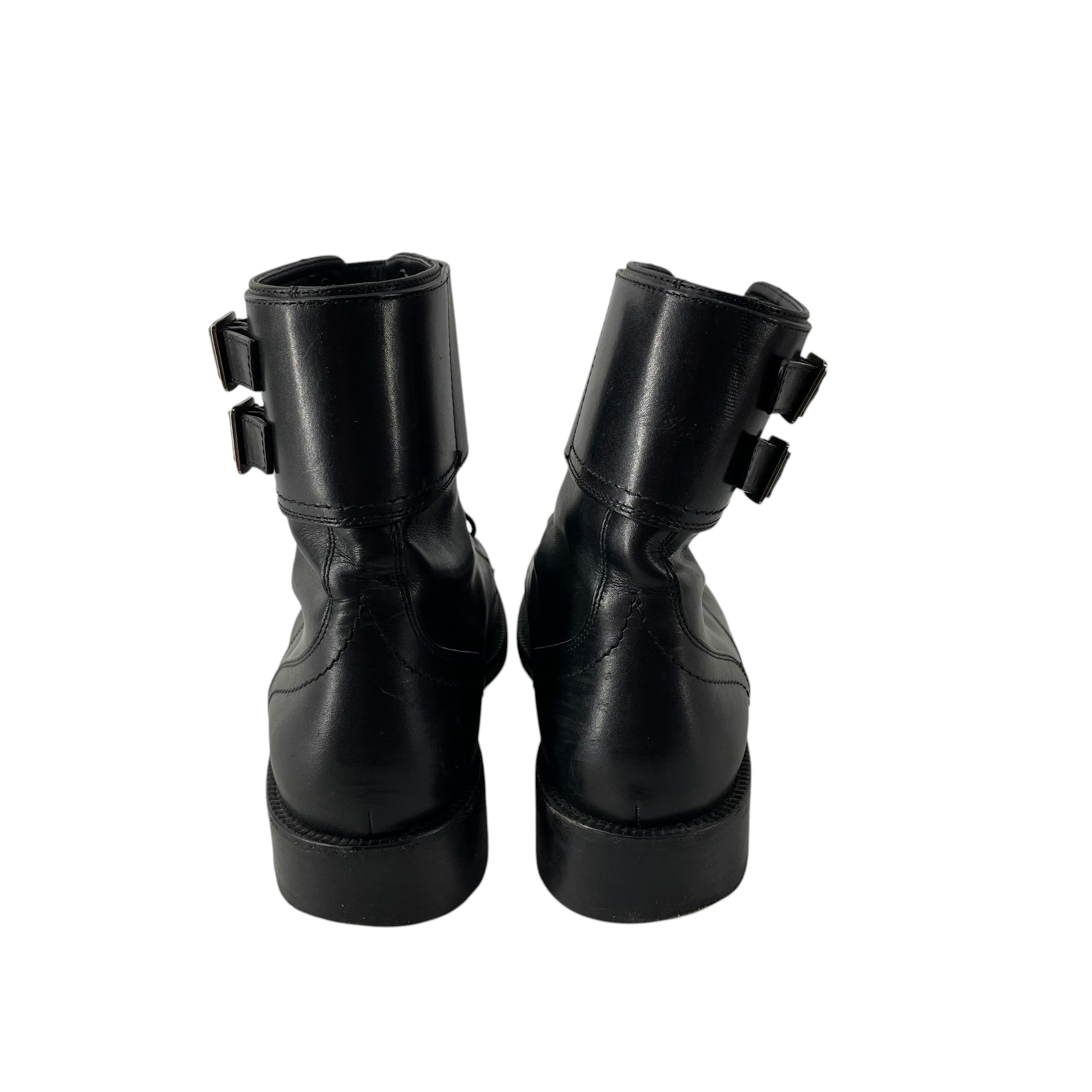 SAINT LAURENT/Biker Boots/EU 37.5/Leather/BLK/SINGLE STRAP TWO BUCKLES view 4