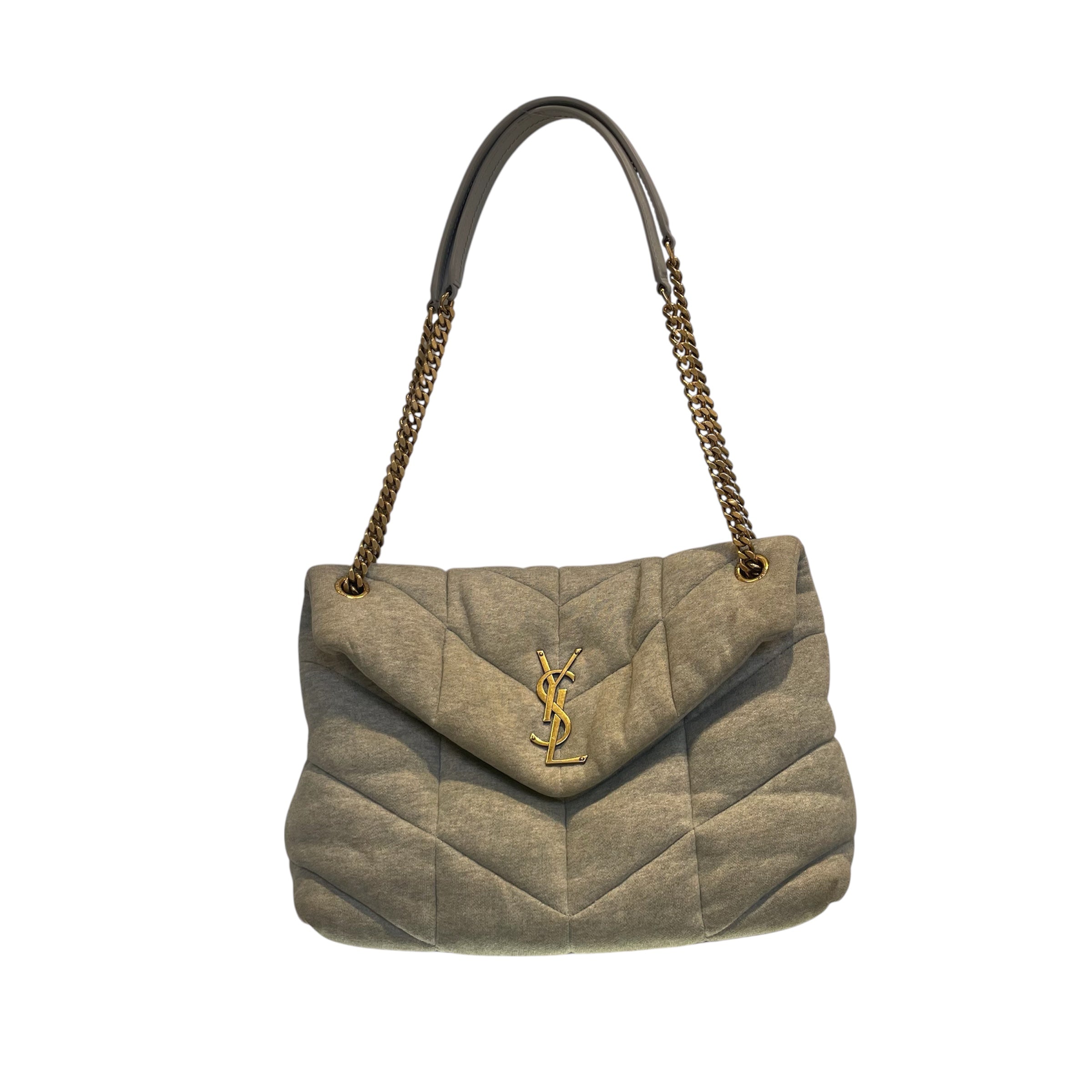 SAINT LAURENT/Cross Body Bag/Cotton/GRY/LOULOU PUFFER BAG GOLD LINKS view 1