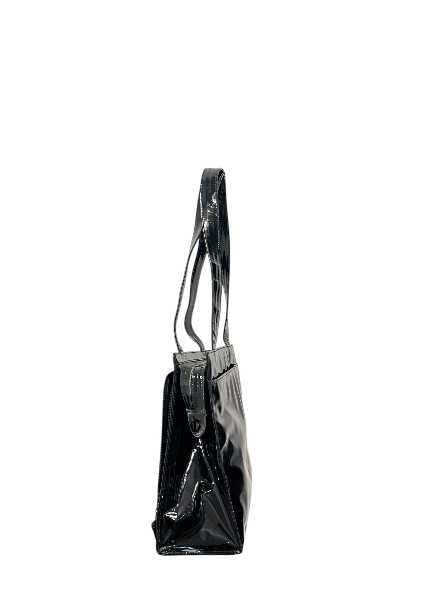 CHANEL/Hand Bag/Leather/BLK/PATENT LEATHER view 3