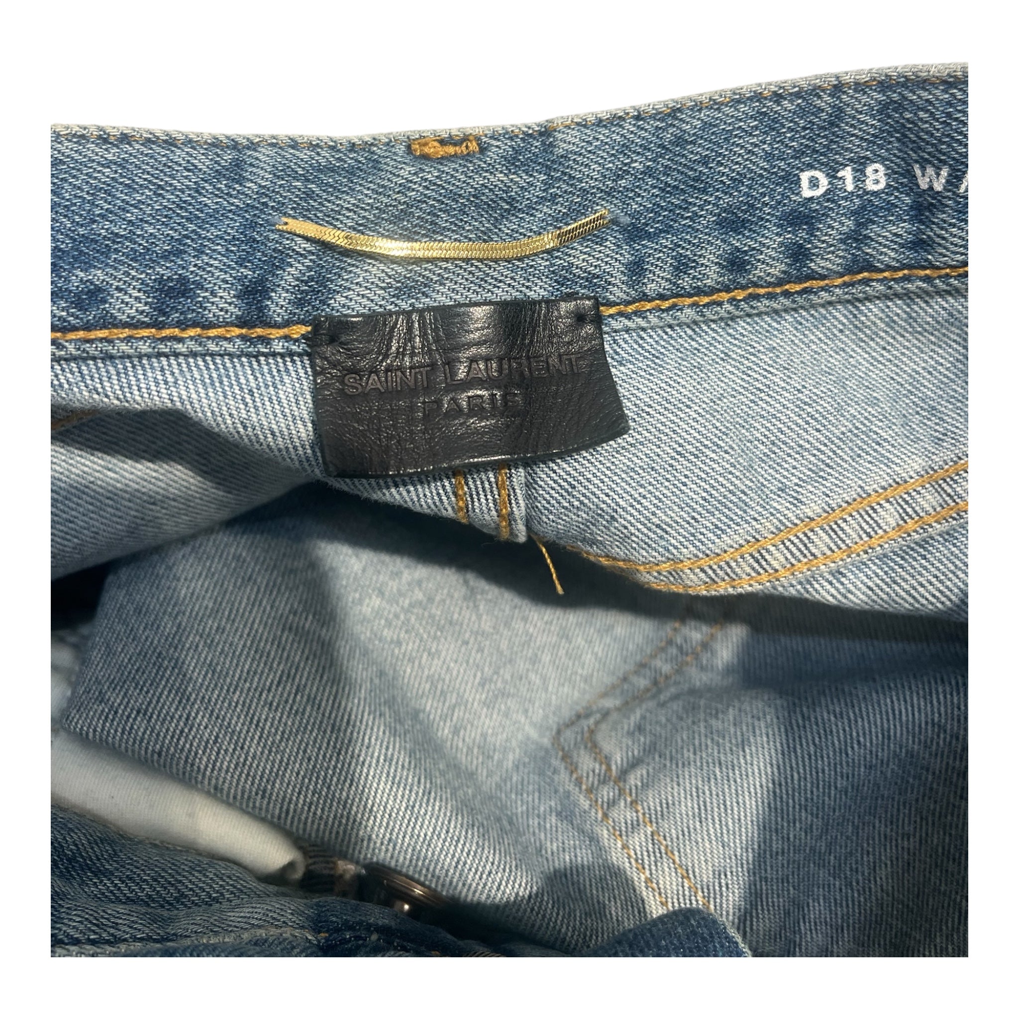 SAINT LAURENT/Straight Pants/27/Denim/BLU/KNEE SLIT PATCH LIGHTWASH view 3