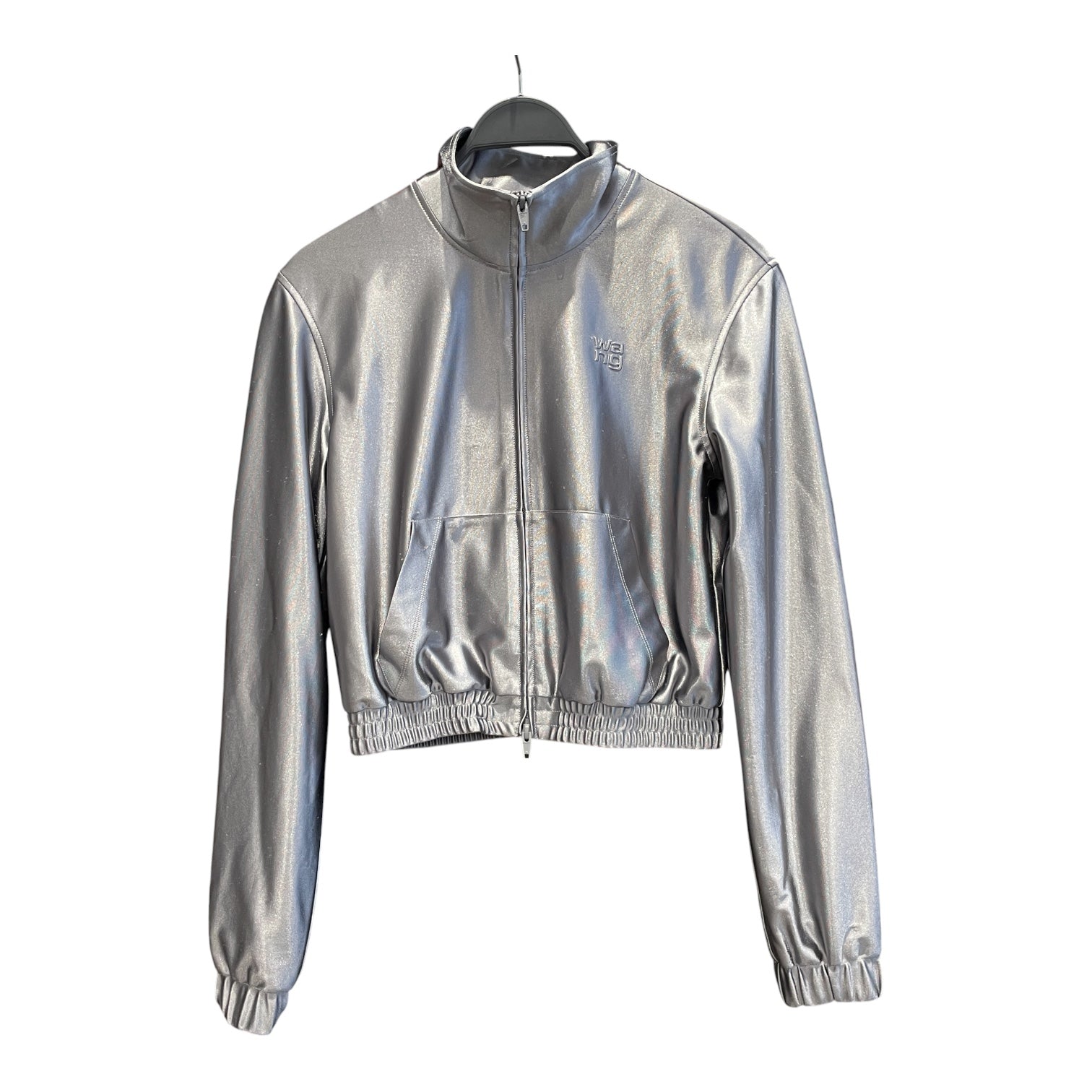 Alexander Wang/Jacket/M/Polyester/SLV/SHRUNKEN ZIP-UP IN ALLOY view 1