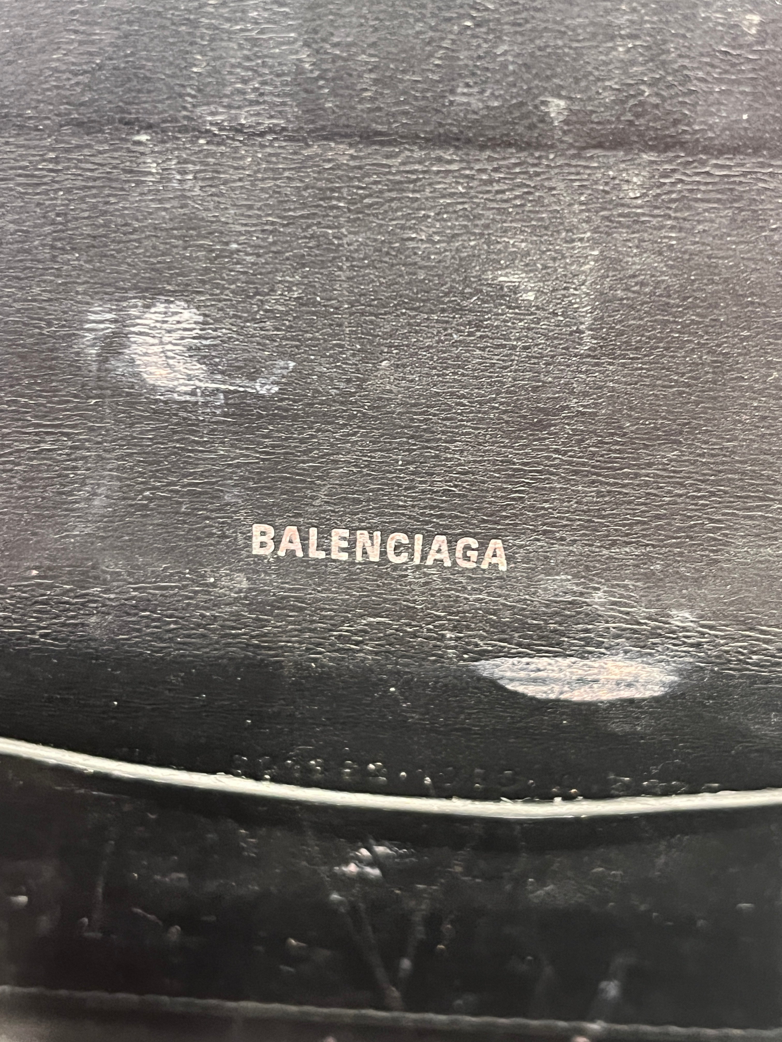 BALENCIAGA/Cross Body Bag/Leather/BLK/CROC EMBOSSED HANDBAG view 5
