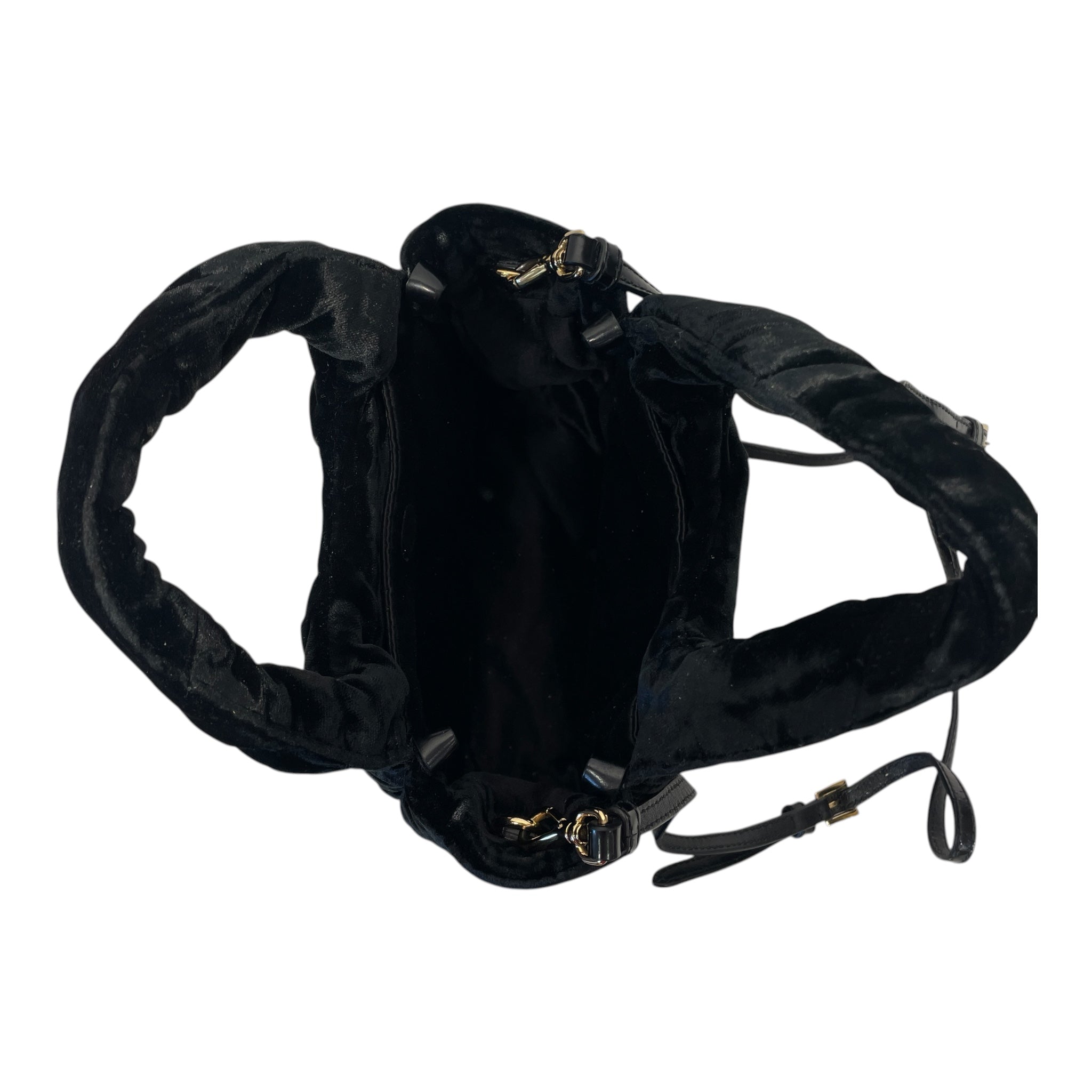 PRADA/Hand Bag/Velour/BLK/mini velvet bag/ leather strap view 3