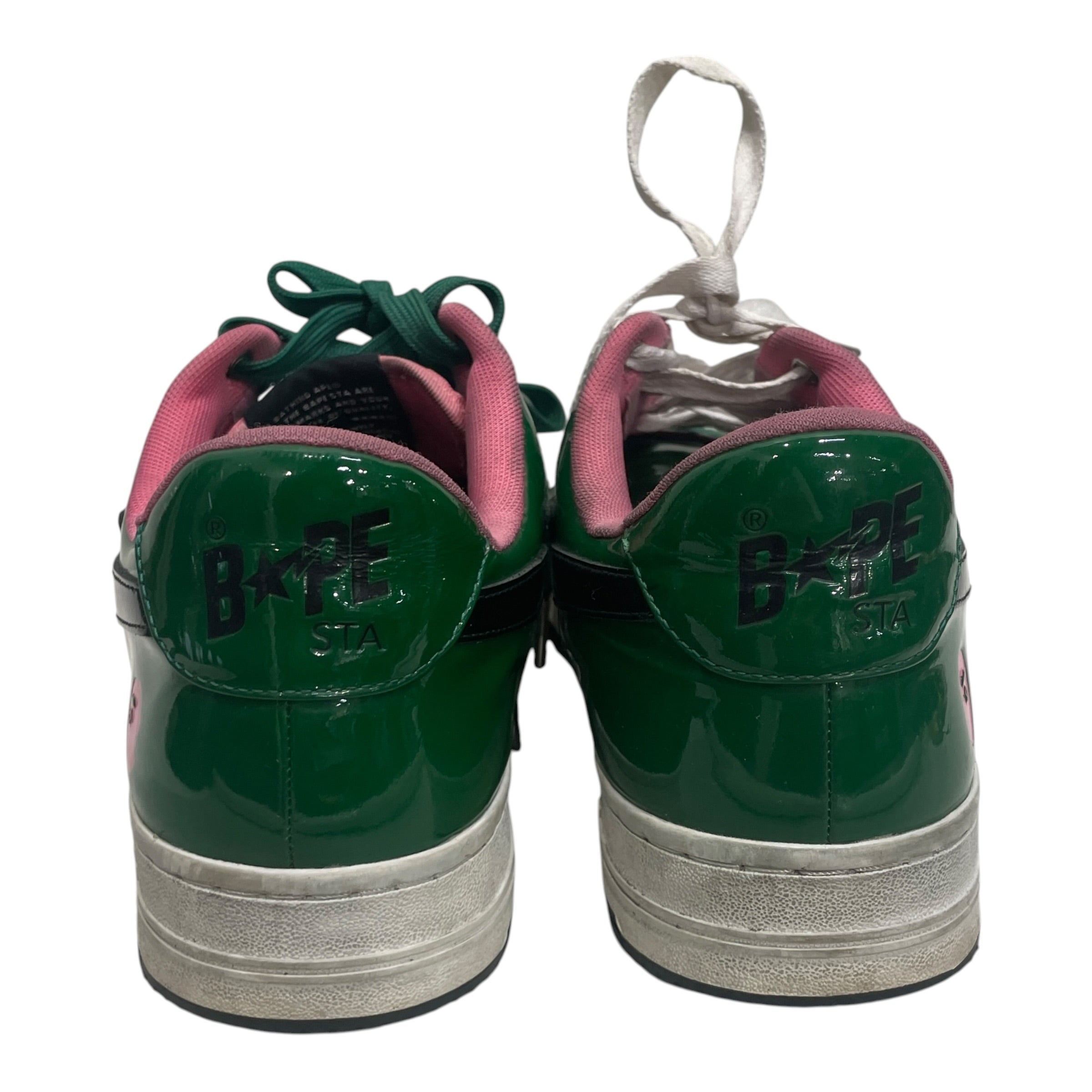 BAPE STA!/Low-Sneakers/US 12/Leather/GRN/PINK INTERIOR BLK STAR view 3