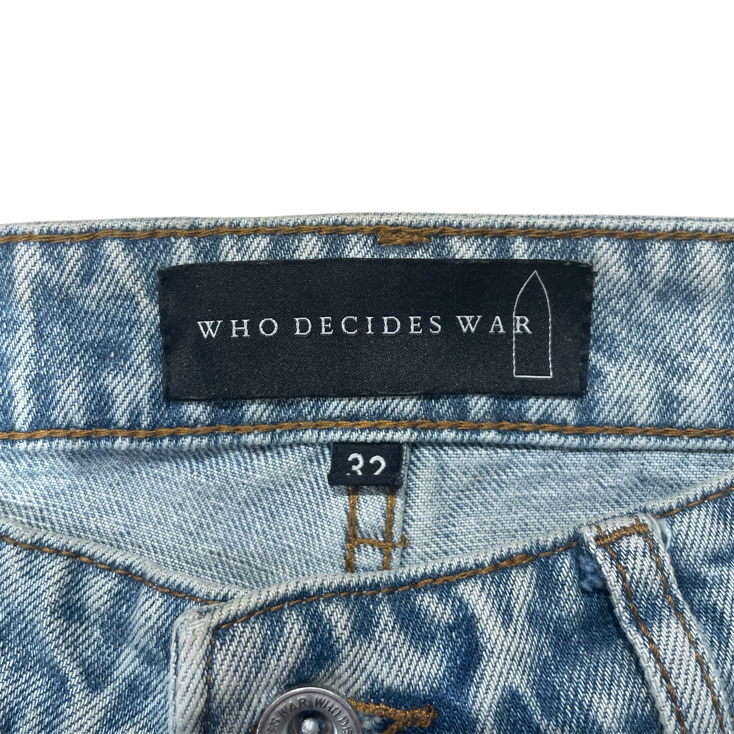 WHO DECIDES WAR/Pants/32/Cotton/BLU/Graphic/ Ultra Flare Scripture Denim view 3