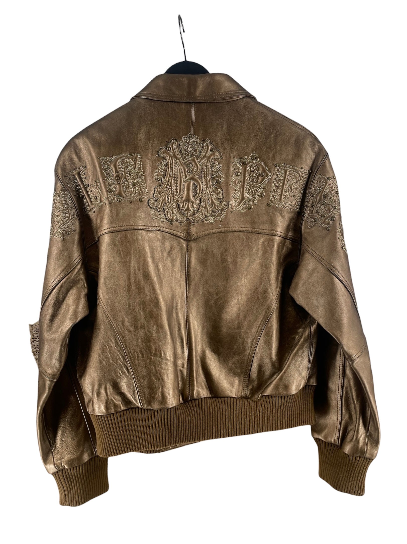 Pelle Pelle/Leather Jkt/L/Leather/GLD/S-1122 GLD EMBLSHD JKT view 2