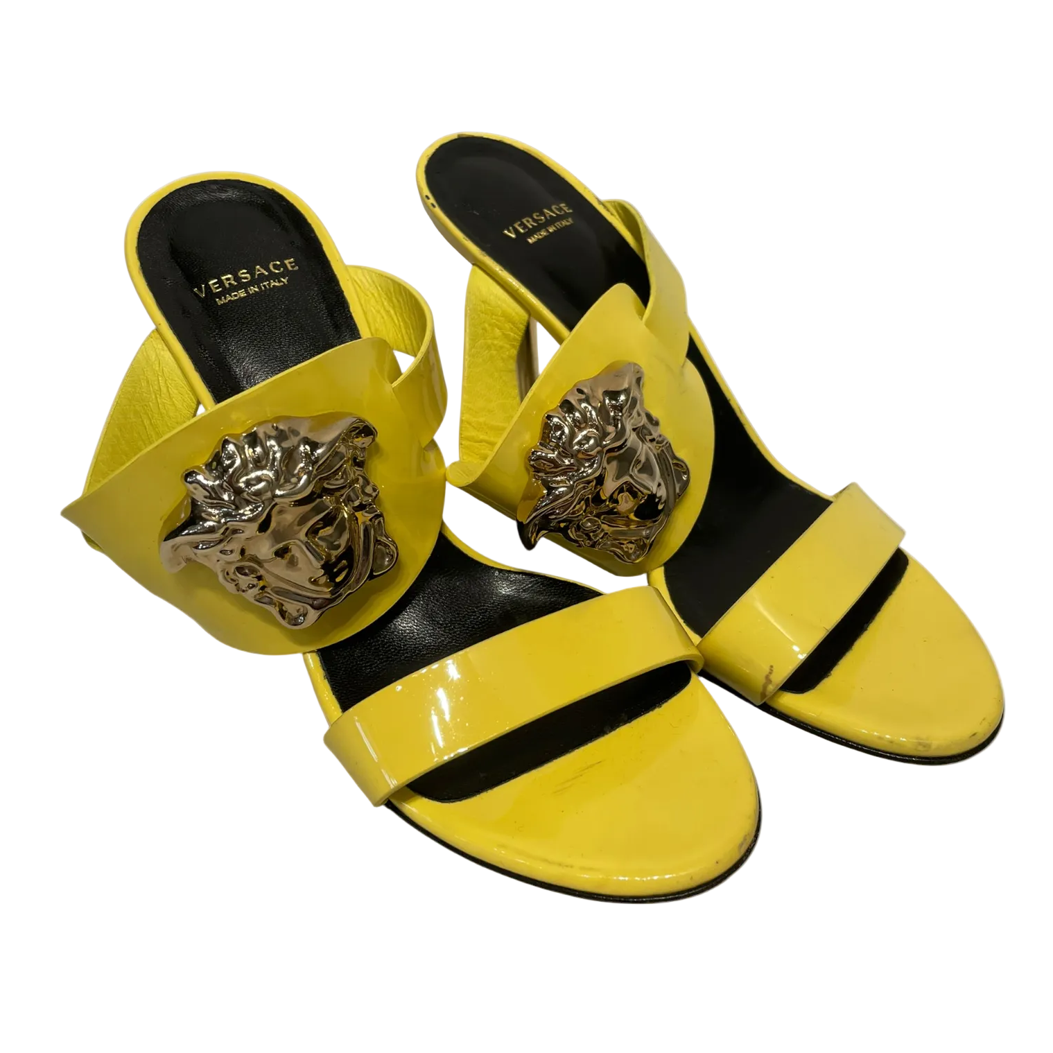 VERSACE/Heels/EU 36.5/Leather/YEL/LARGE SNAKE HEAD STAP DETAIL view 1