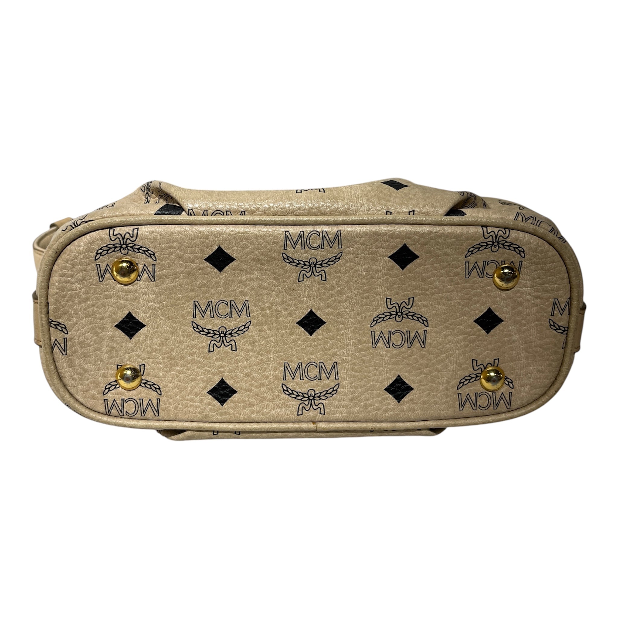 MCM/Hand Bag/Monogram/Leather/BEG/ruched leather shoulder bag view 3