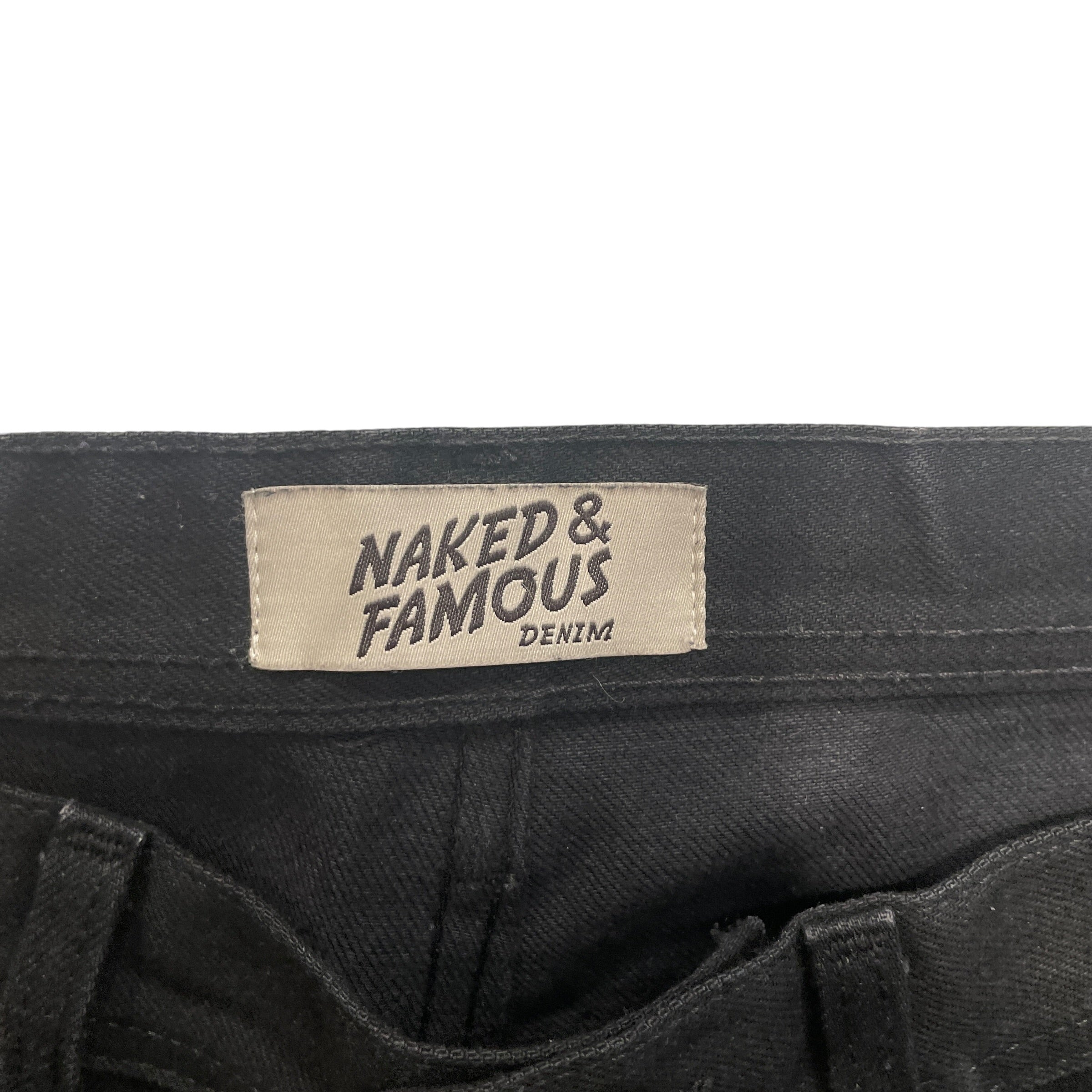 NAKED & FAMOUS DENIM/Straight Pants/34/Cotton/BLK/STRAIGHT LEG SELVEDGE view 3