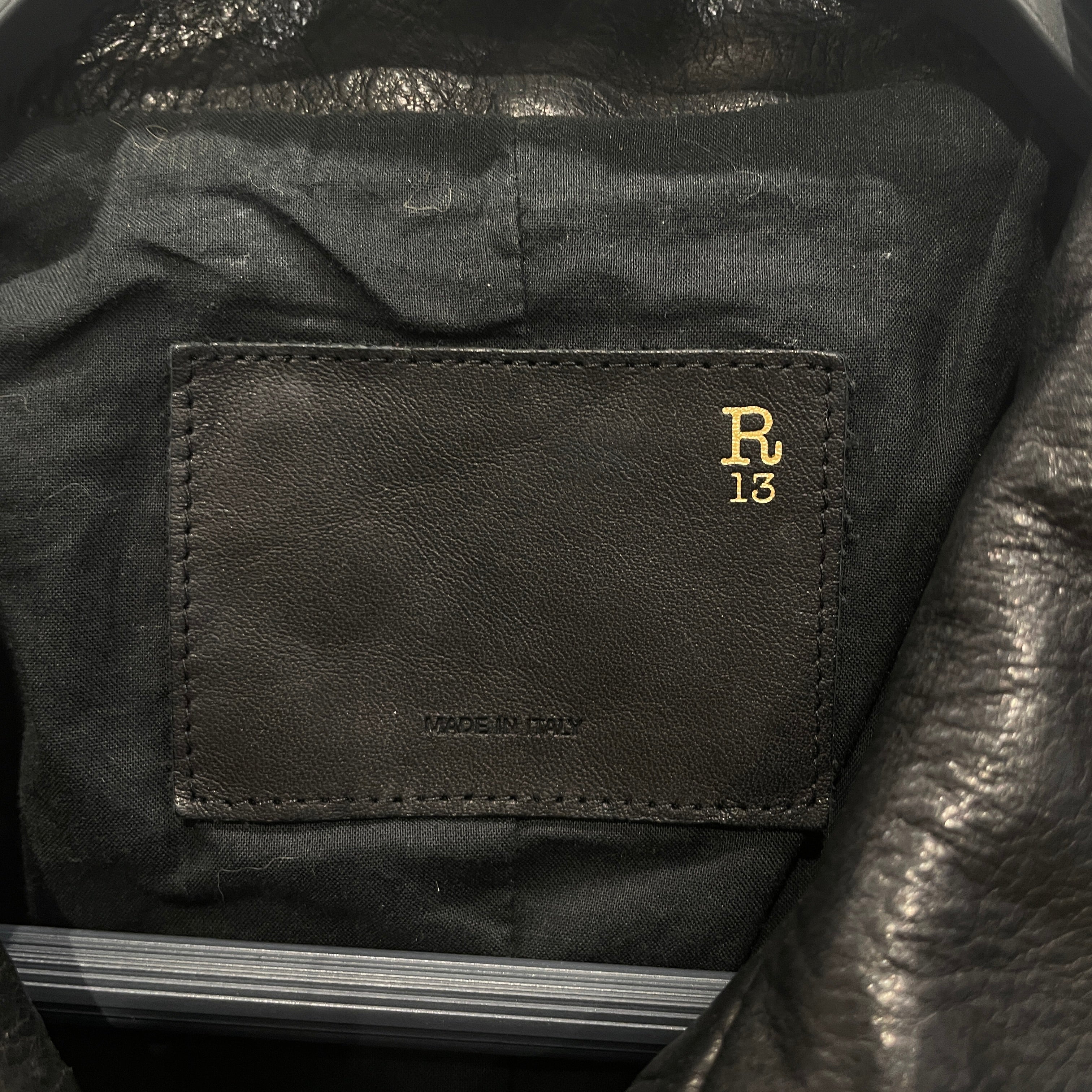 R13/Fleece Jkt/13/Leather/BLK/Double Breasted/STUDDED ALL OVER view 3