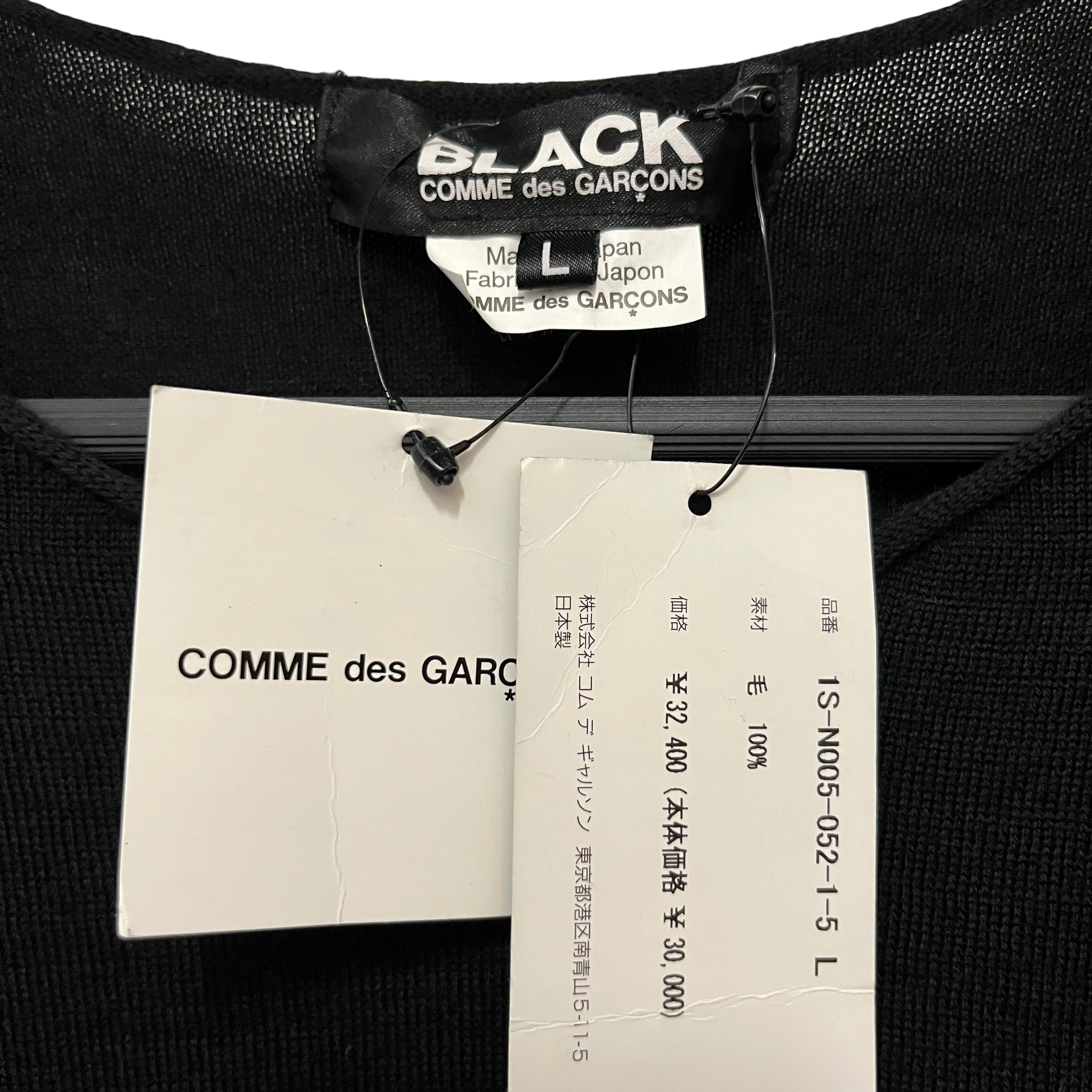 BLACK COMME des GARCONS/Sweater/S/Wool/BLK/asymetrical front/back + tags view 3