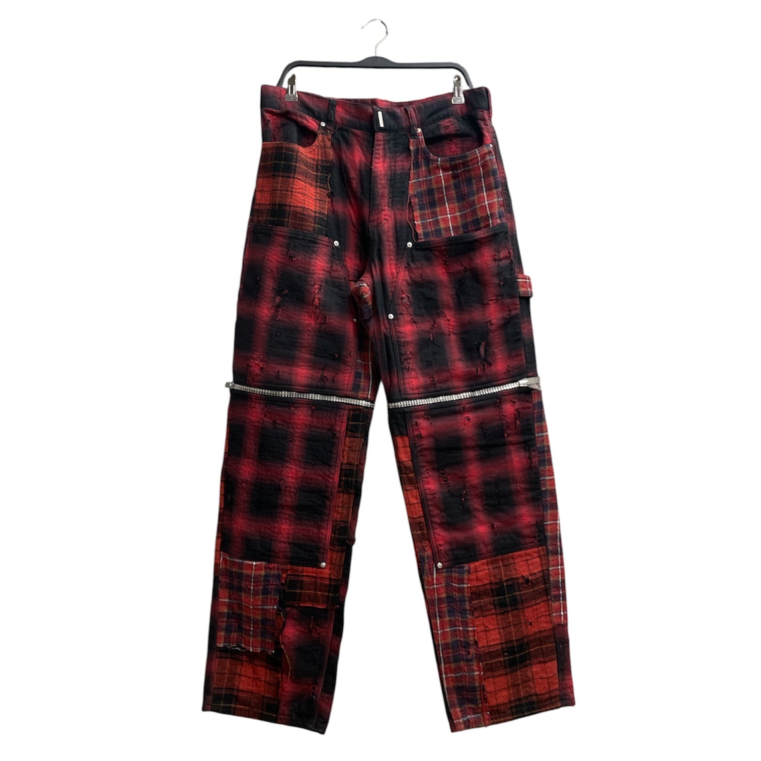 GIVENCHY/Pants/32/Cotton/RED/Plaid/KNEE ZIPS view 1