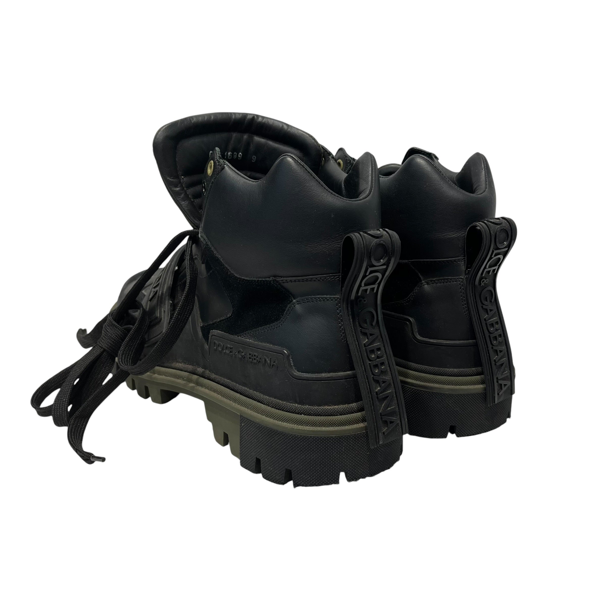 DOLCE&GABBANA/Trekking Boots/US 9/Leather/BLK/Rubber Logo Strappy Boots view 2