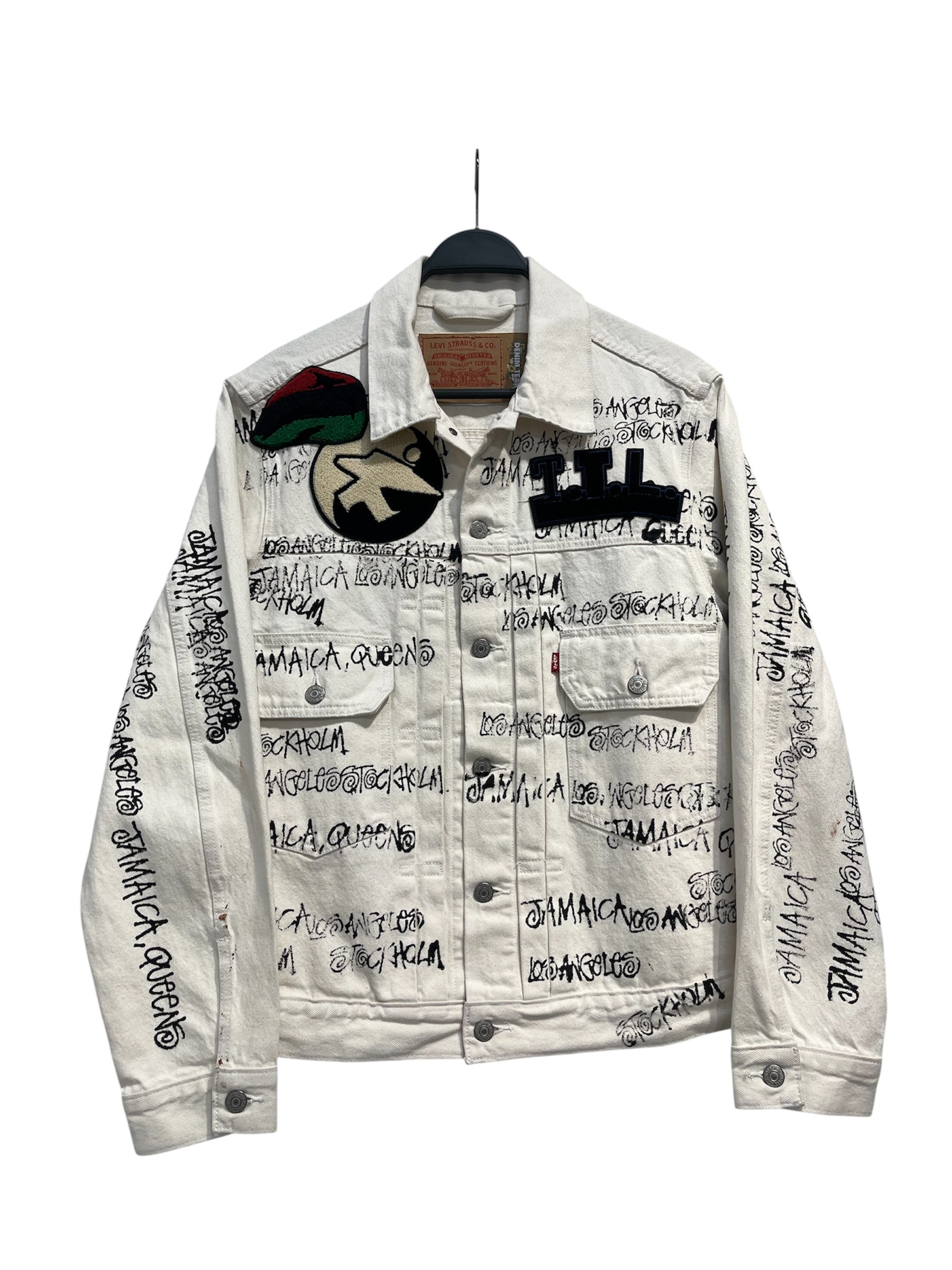 DENIM TEARS/OUR LEGACY/Levi's/Denim Jkt/M/Cotton/WHT/All Over Print/STUSSY COLLAB TYPE 2 view 1