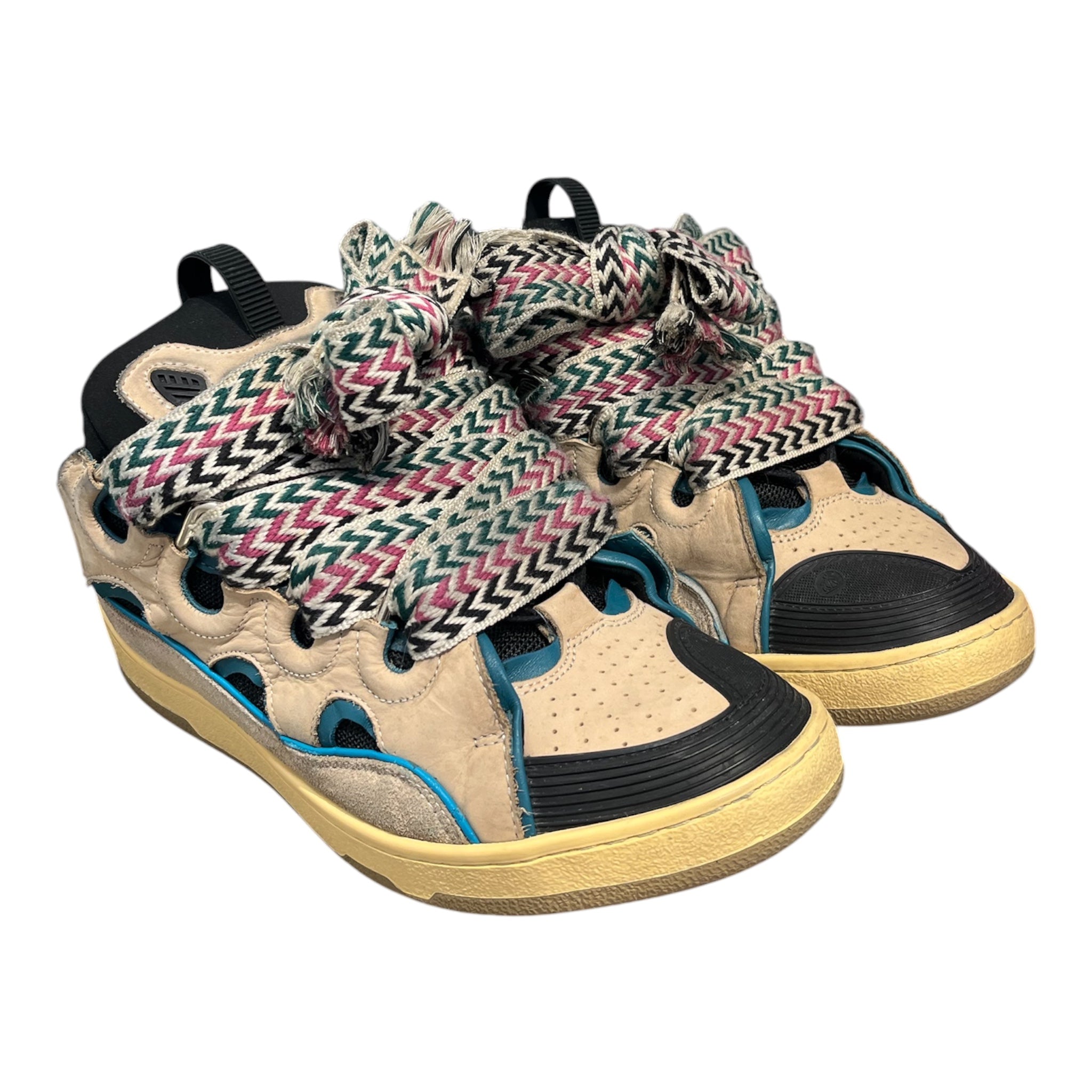 LANVIN/Low-Sneakers/EU 44/Cotton/MLT/cream and turqiouse view 1