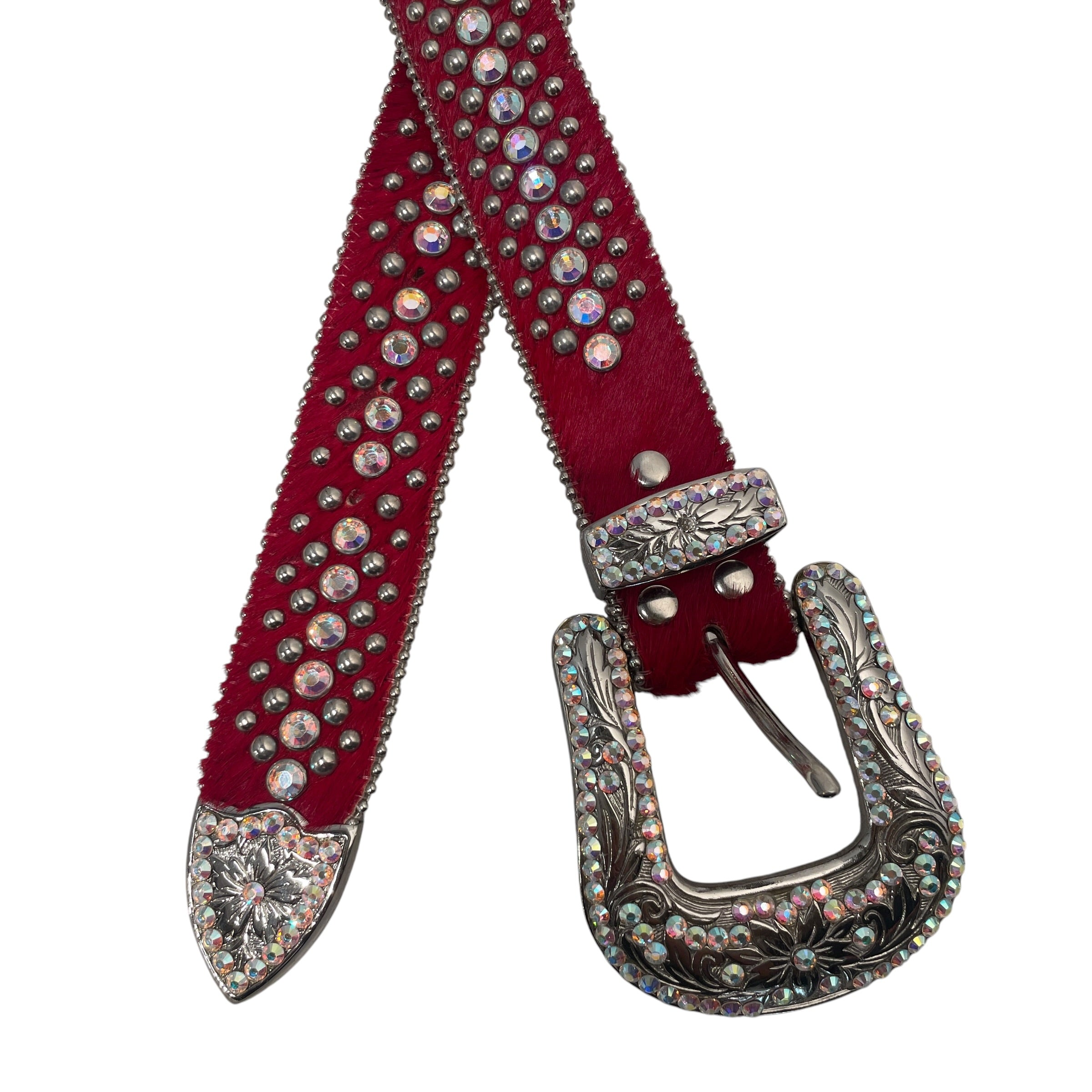 b.b.simon/Accessories/Cotton/RED/L's/STUD FUR BELT view 2