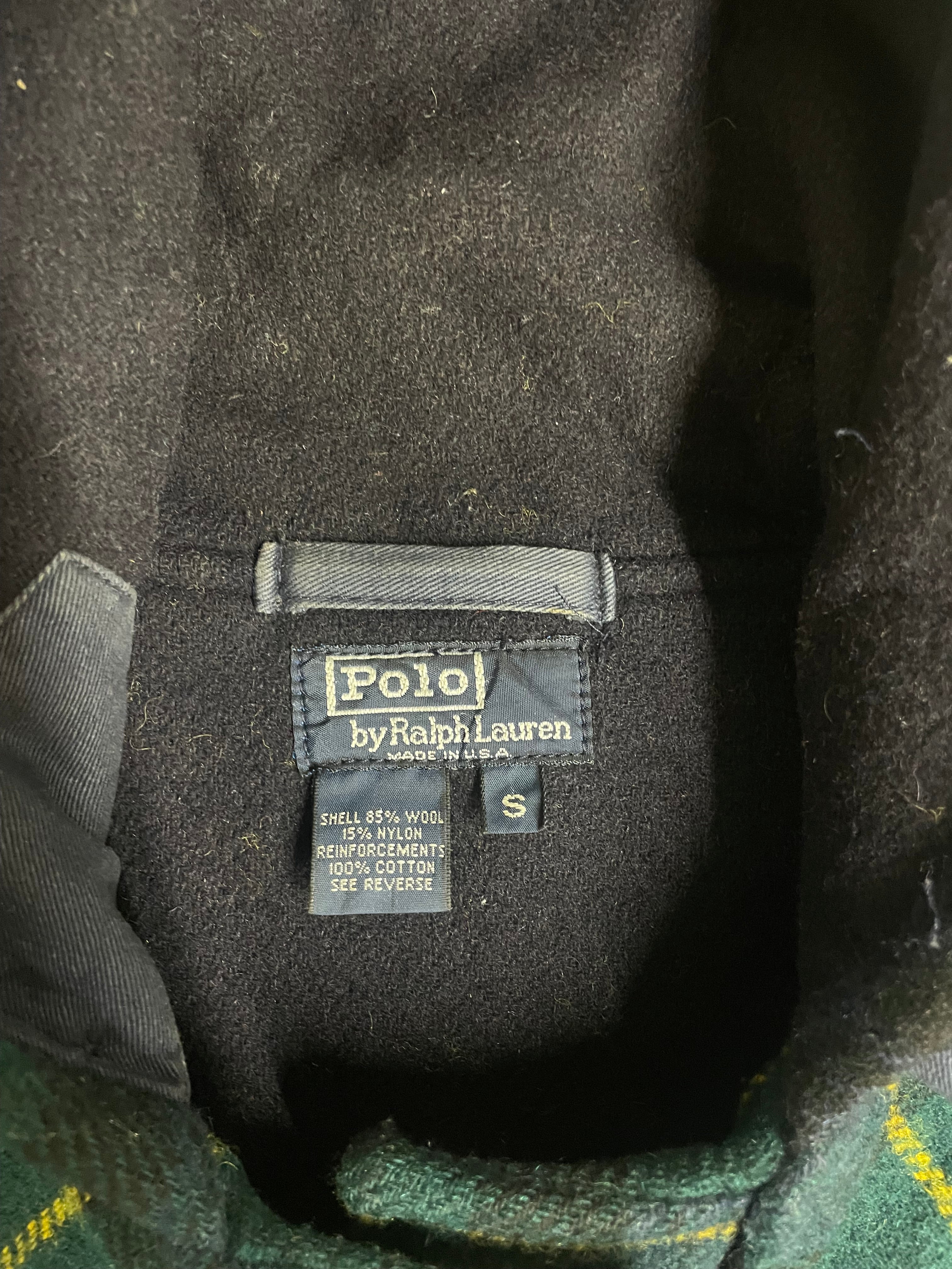 POLO RALPH LAUREN/Trench Coat/S/Wool/GRN/Maxi Length/Plaid/DUFFLE COAT view 4