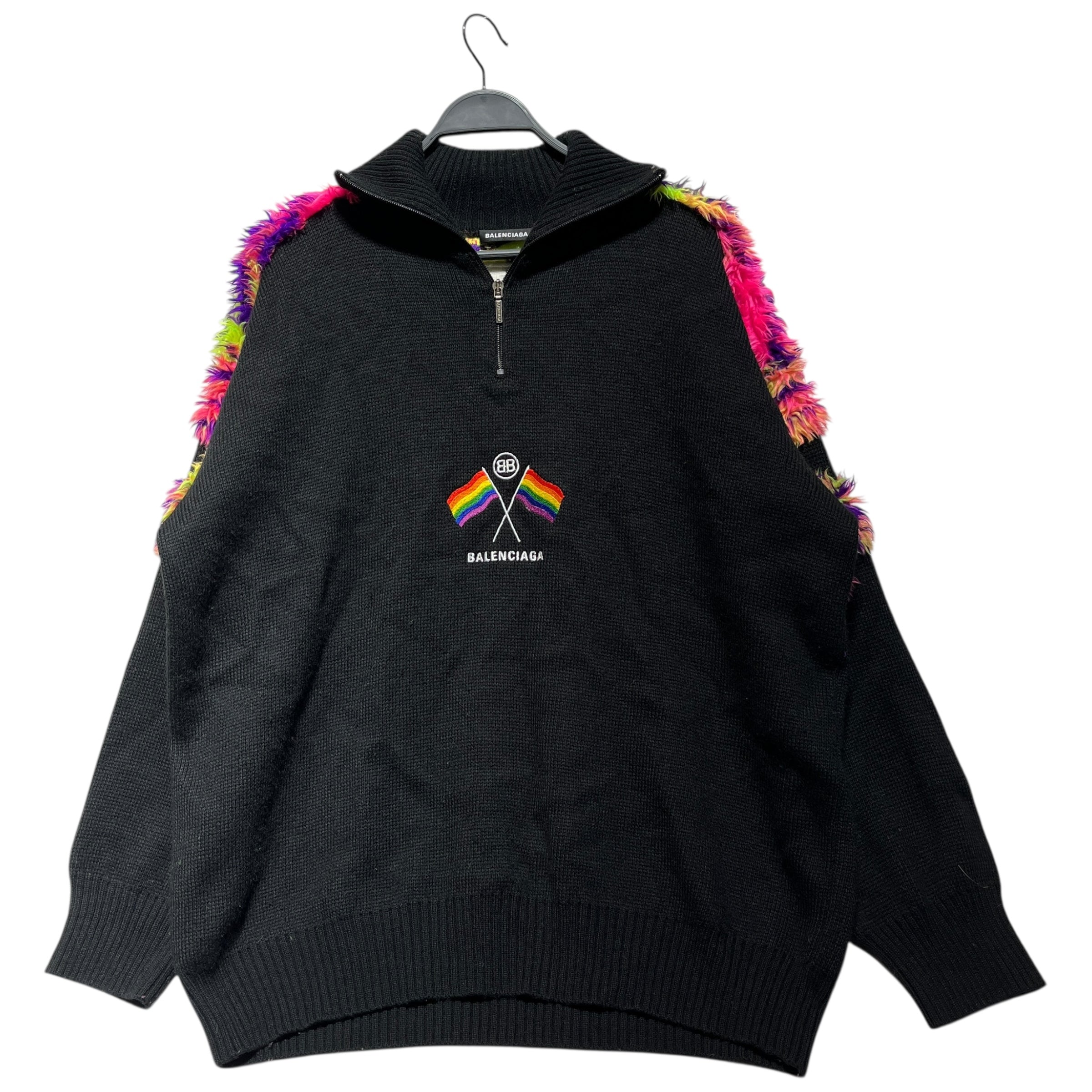 BALENCIAGA/Sweatshirt/Cotton/BLK/High Neck/PRIDE 1/4 ZIP view 1