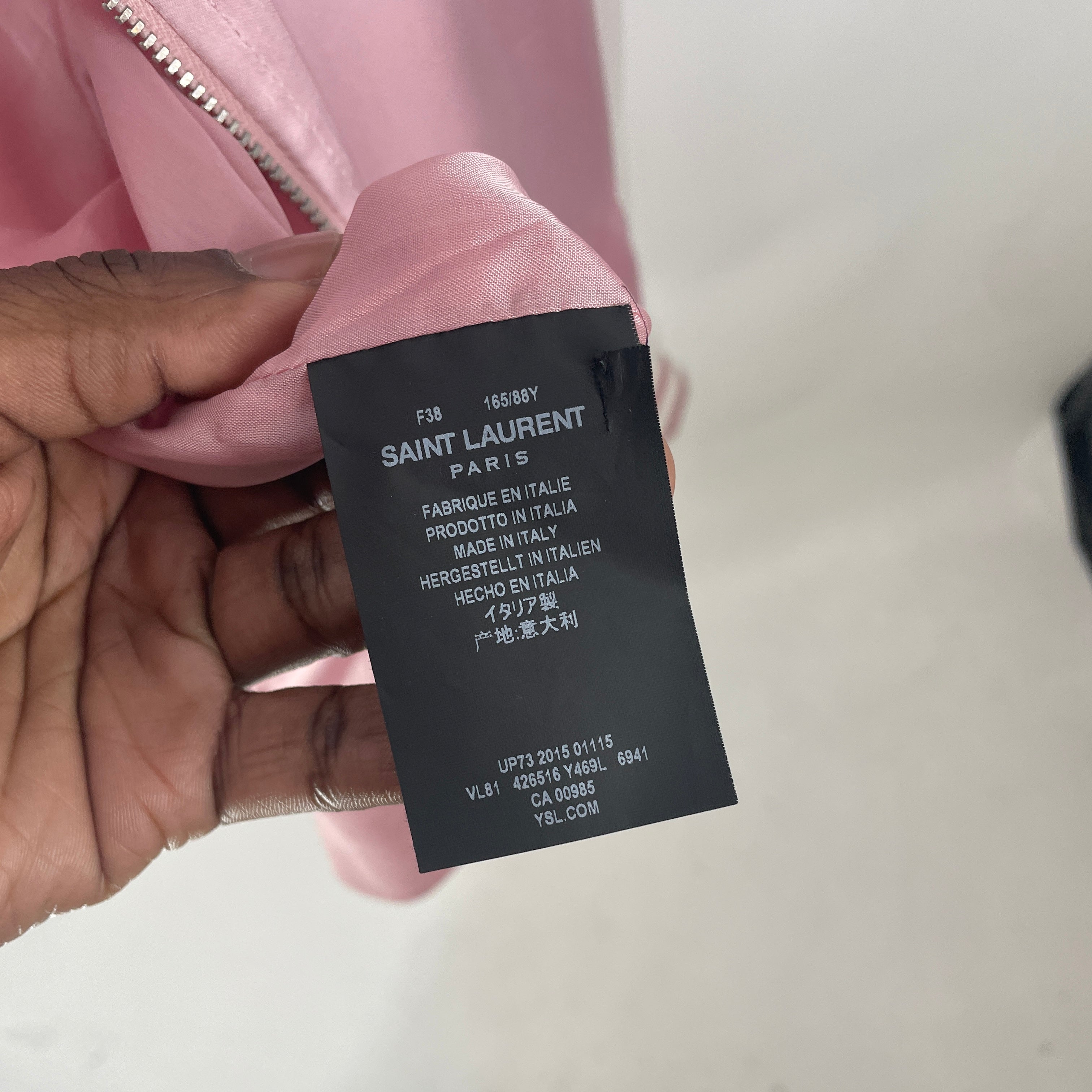 SAINT LAURENT/Jacket/38/PNK/PNK/WHT SATIN BOMBER view 4