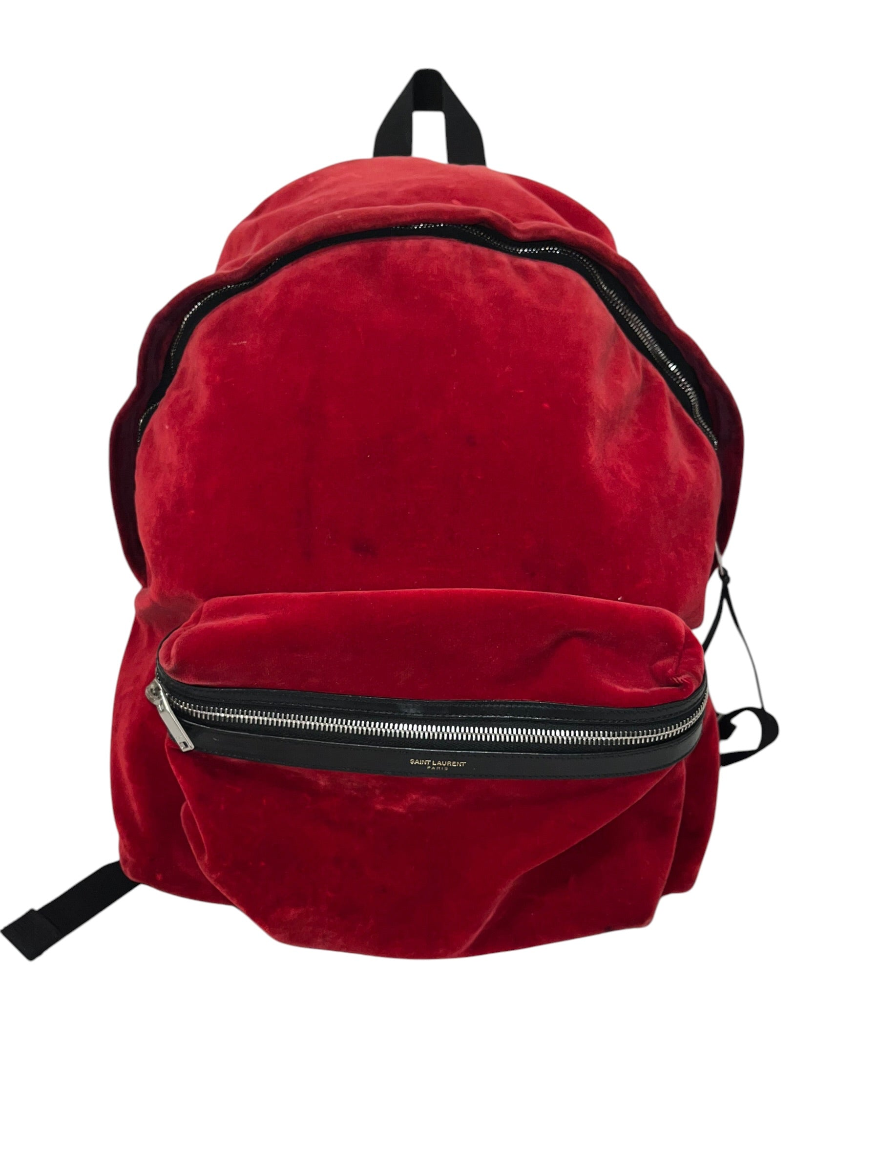SAINT LAURENT/Backpack/Leather/RED/RED FELT GOLD LOGO FRONT view 1