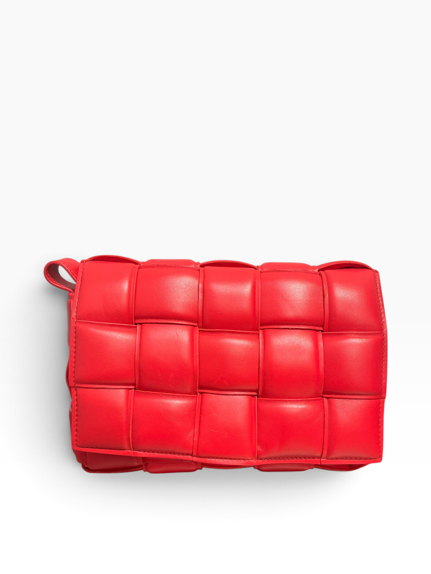 BOTTEGA VENETA/Cross Body Bag/Leather/RED/INTRECCIATO PADDED CASSETTE view 1