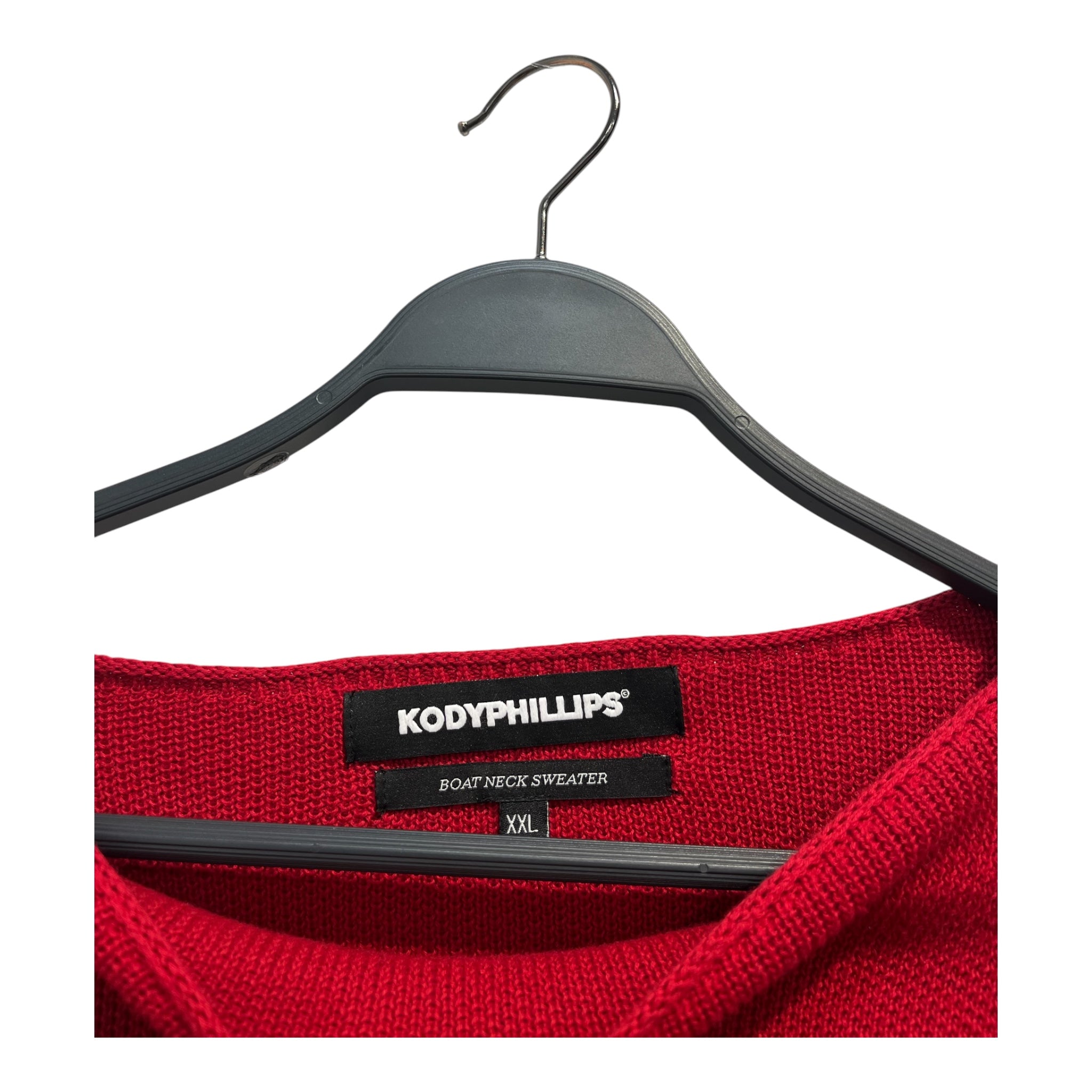 KODY PHILLIPS/Sweater/XXL/Cotton/RED/kp logo boat neck view 3