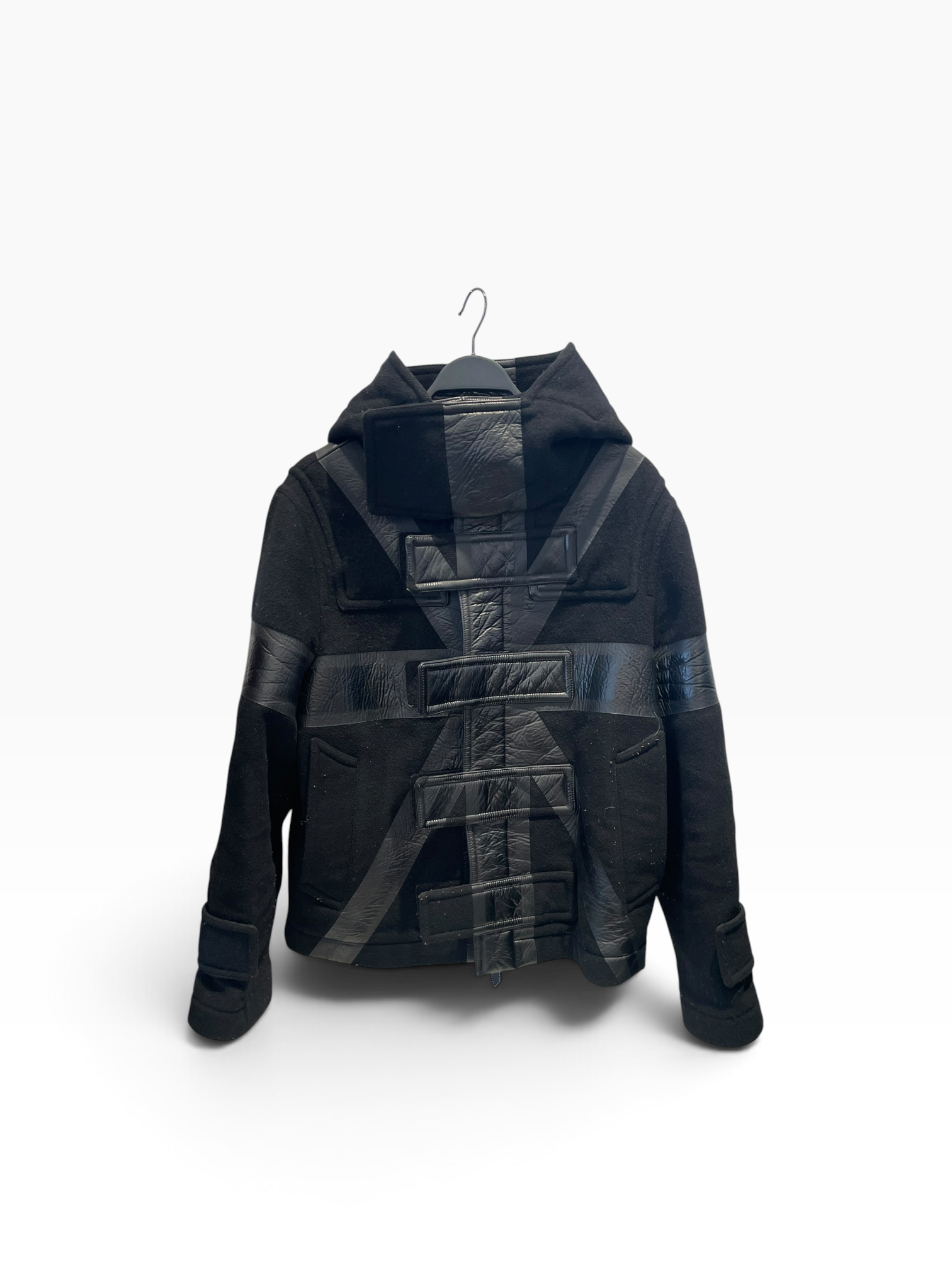 BURBERRY/Mod Parka/L/Wool/BLK/Stripe/BLACK FLAG PRINT view 1