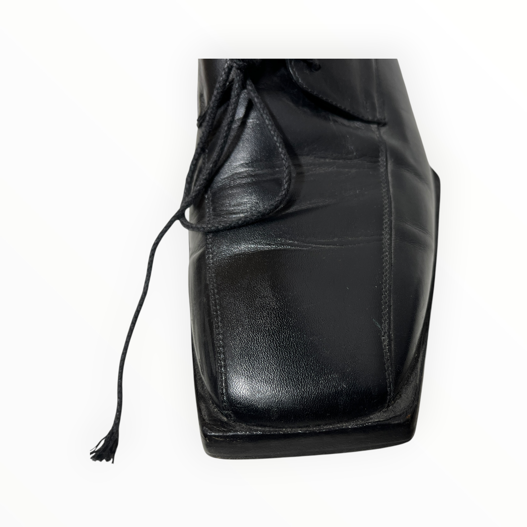 BALENCIAGA/Dress Shoes/US 7/Leather/BLK/Square Heel Loafers view 9