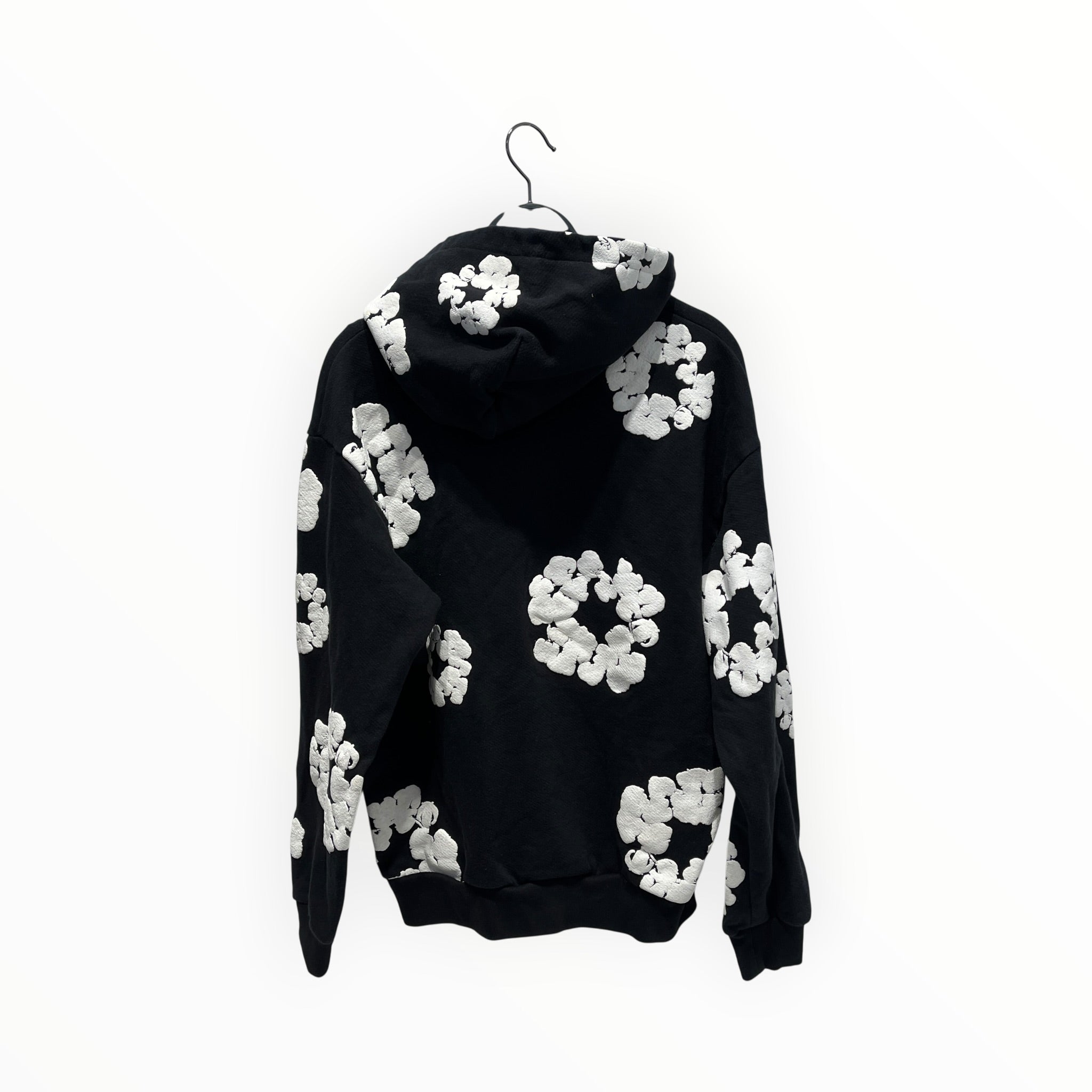 DENIM TEARS/Hoodie/L/Cotton/BLK/white flowers view 2