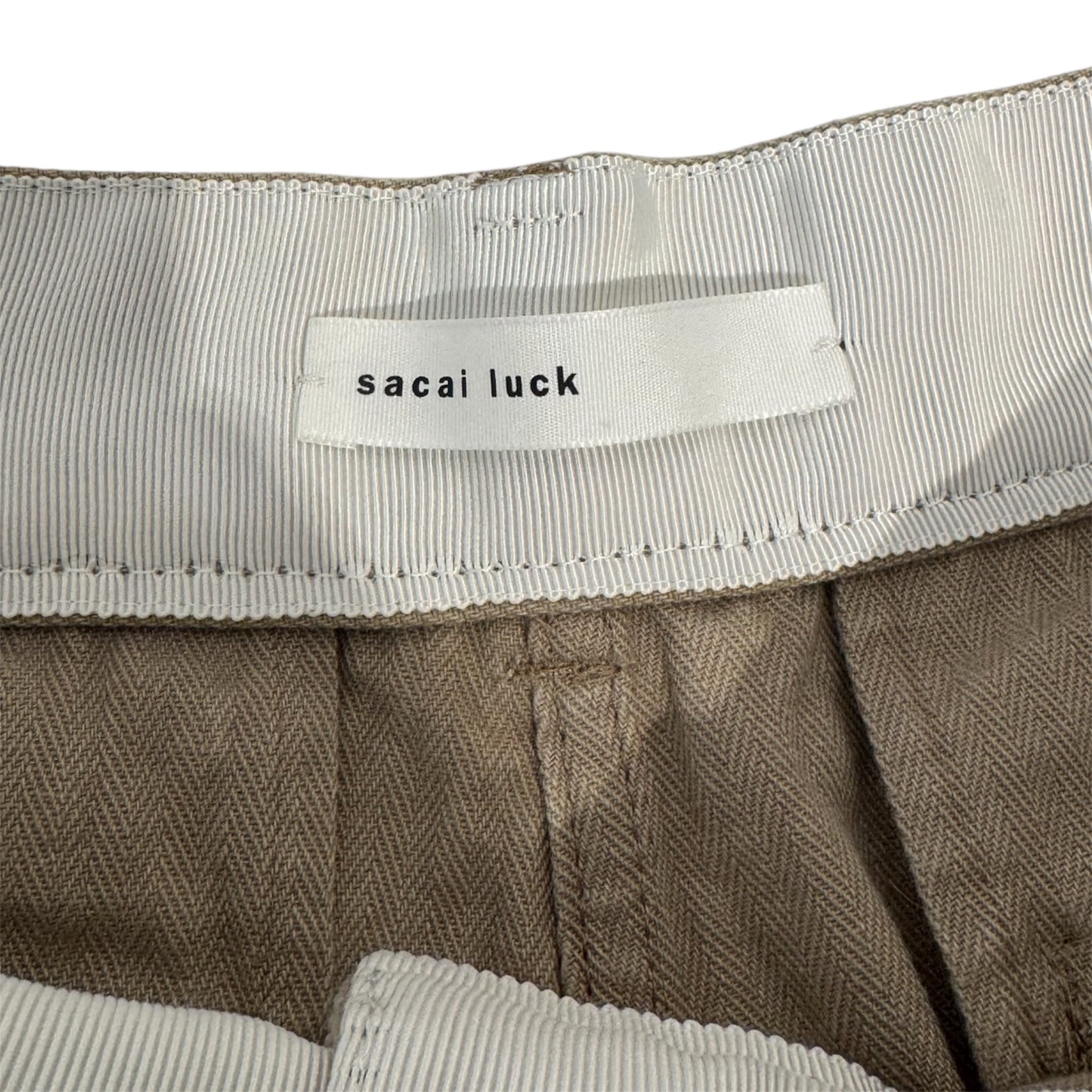 sacai luck/Wide Leg Pants/2/Herringbone/Cotton/BEG/ view 3