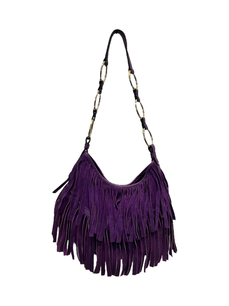YVES SAINT LAURENT/Hand Bag/S/Suede/PPL/PURPLE TASSEL BAG WITH BENGALS