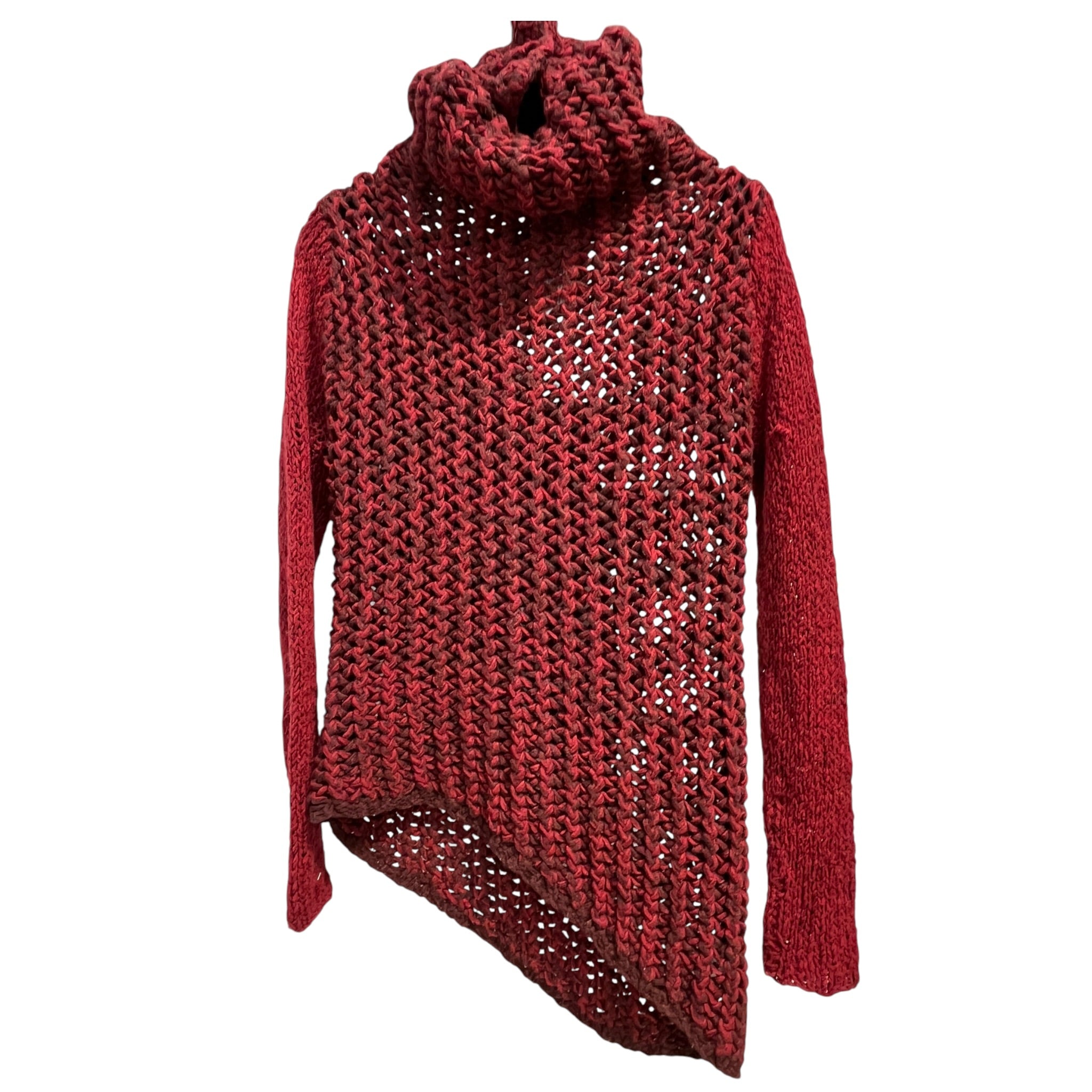Helmut Lang/Heavy Sweater/M/Wool/RED/Turtle Neck/loose chunky knit view 1