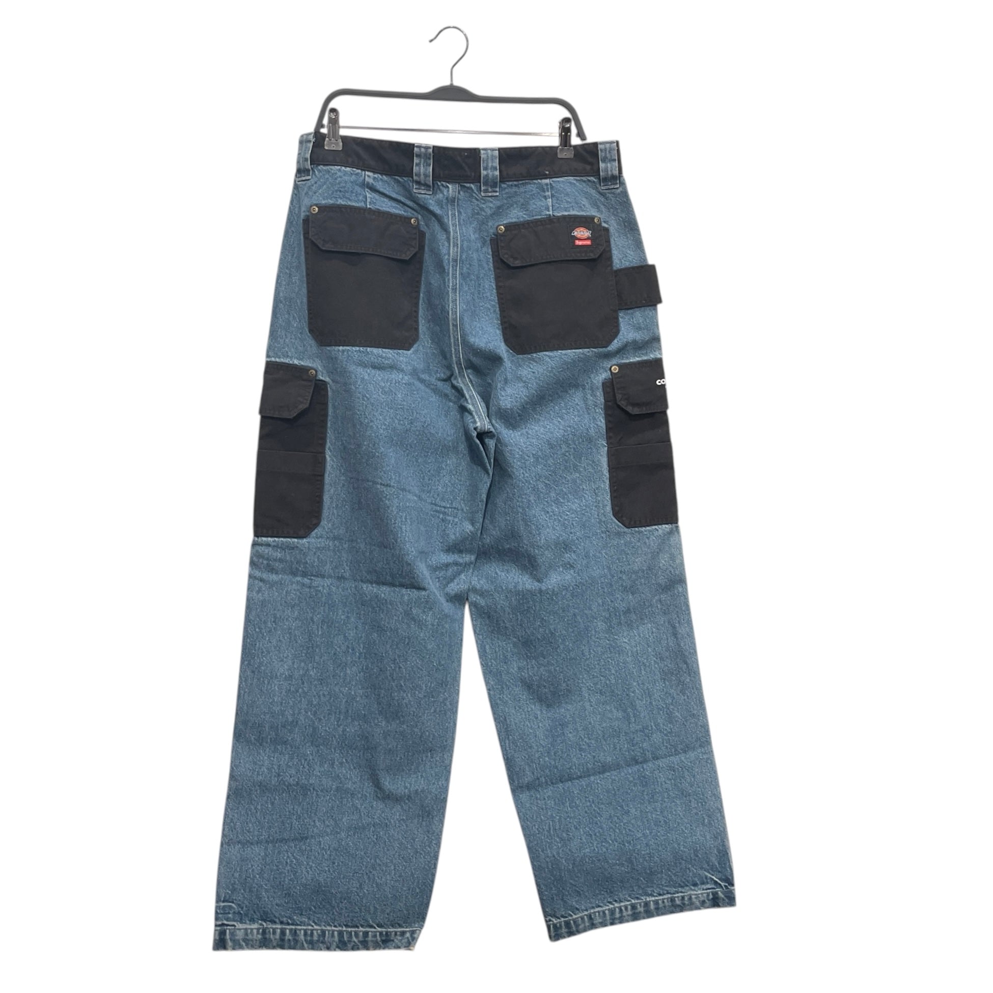 Supreme/DICKIES/Straight Pants/34/Cotton/BLU/BLK PATCHWORK view 2