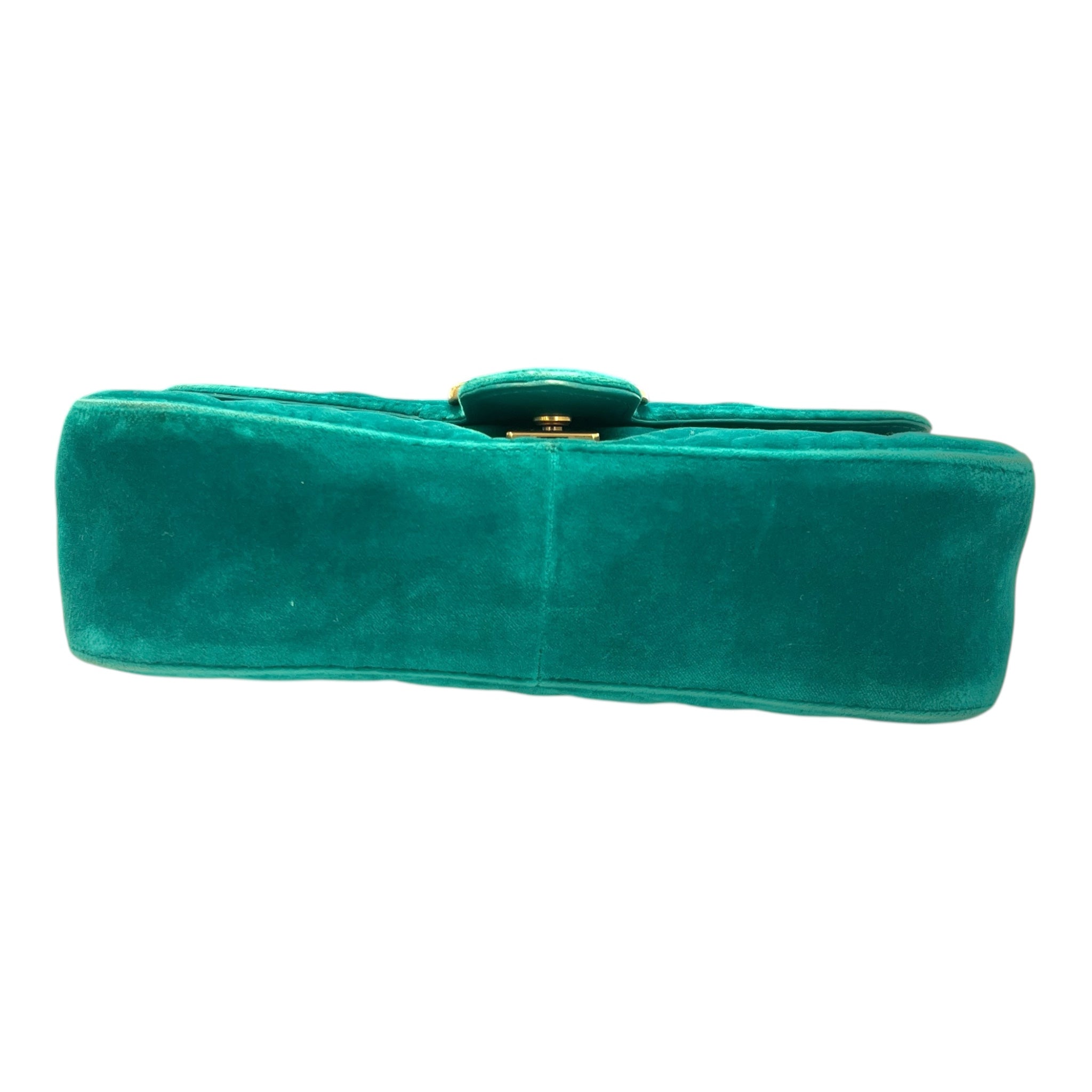 GUCCI/Hand Bag/BLU/TEAL VELVET MARMONT FLAP SMALL view 3