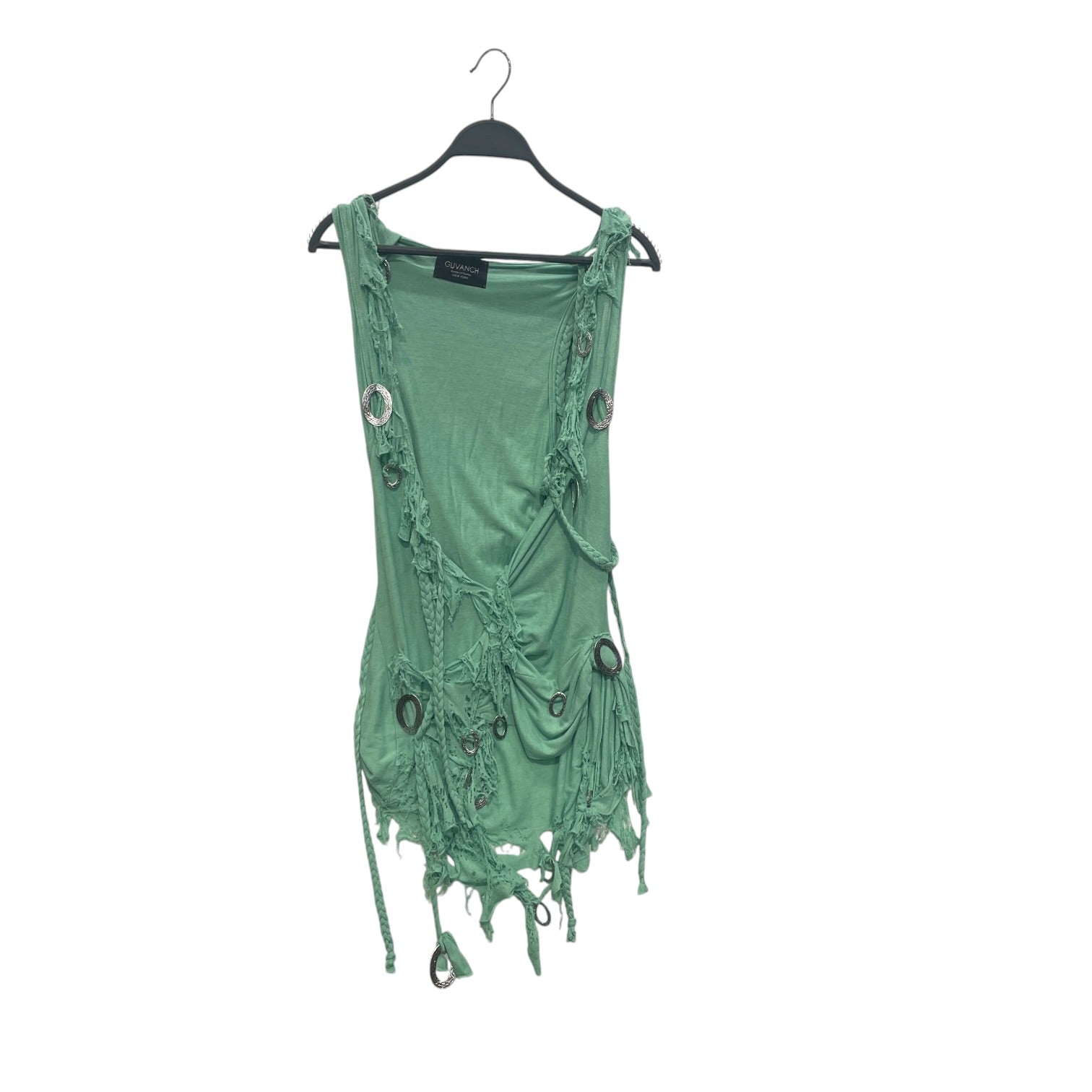 GUVANCH NY/Camisole Dress/Cotton/GRN/Midi Length/mint distress w/ hood + charms view 1