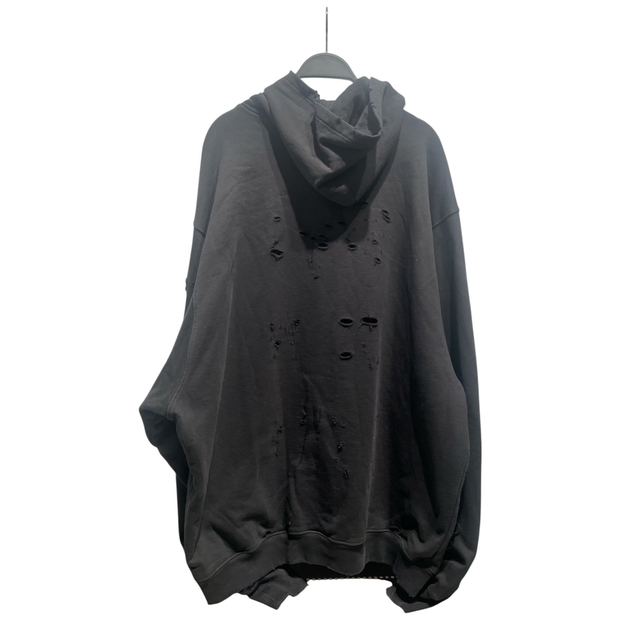 BALENCIAGA/Hoodie/XXS/Cotton/BLK/Oversize/DISTRESSED LOGO view 2
