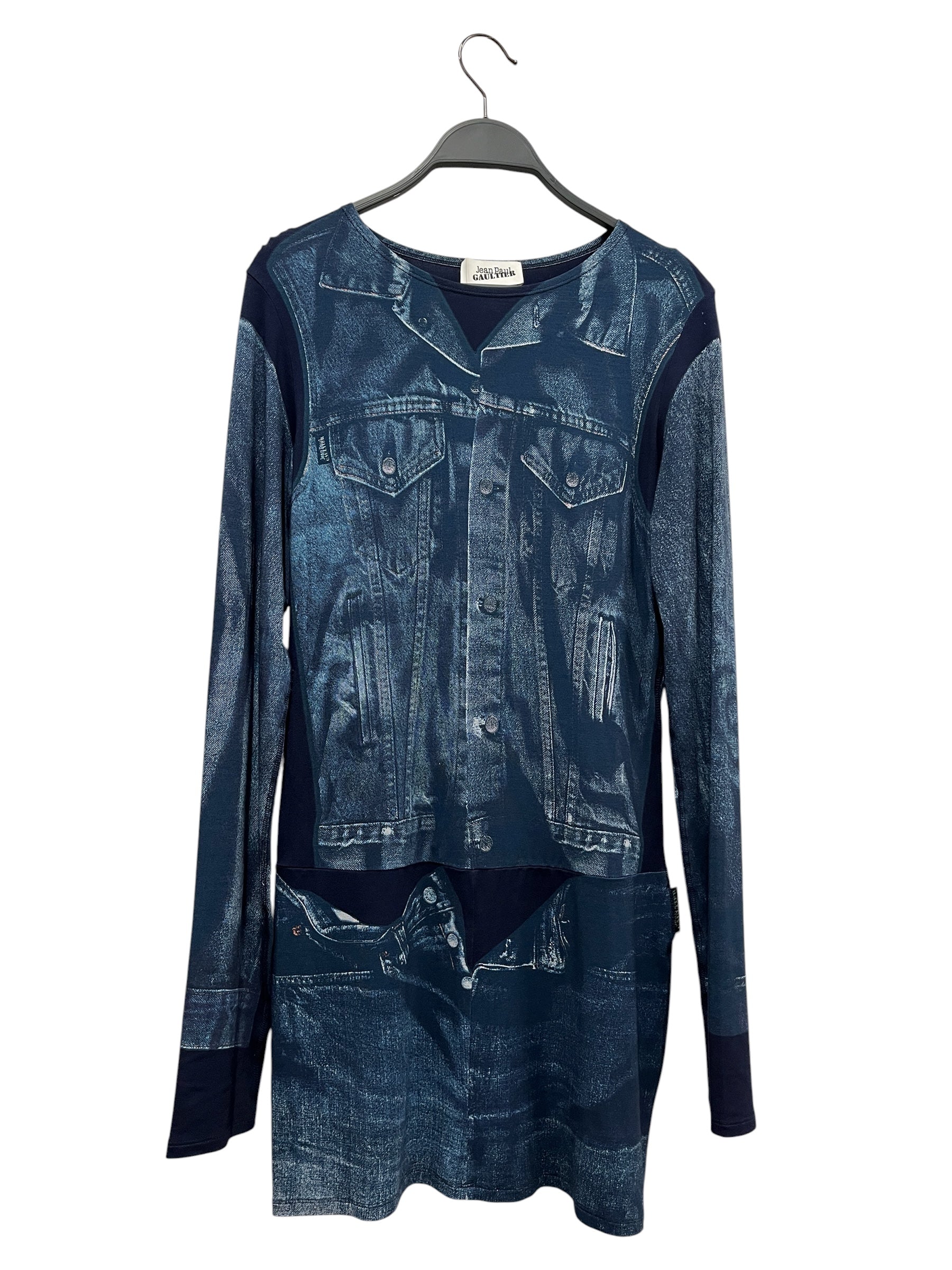 Jean Paul Gaultier/LS Dress/L/All Over Print/Rayon/BLU/Mini Length/TROMPE L'OEIL PRINTED MINI view 1