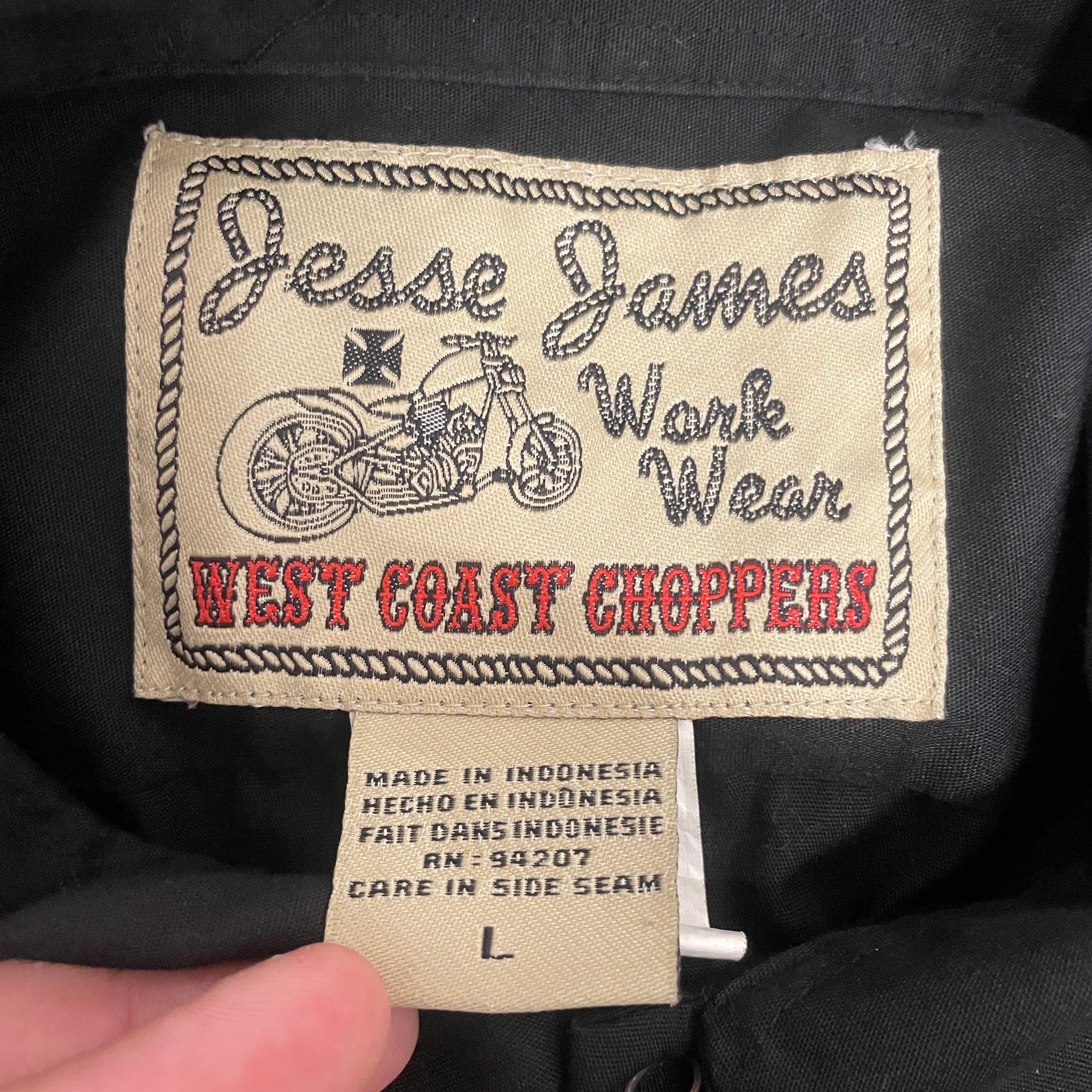 WESTCOAST CHOPPERS/SS Shirt/L/Cotton/BLK/BACK CHAINSTITCH LOGO view 3