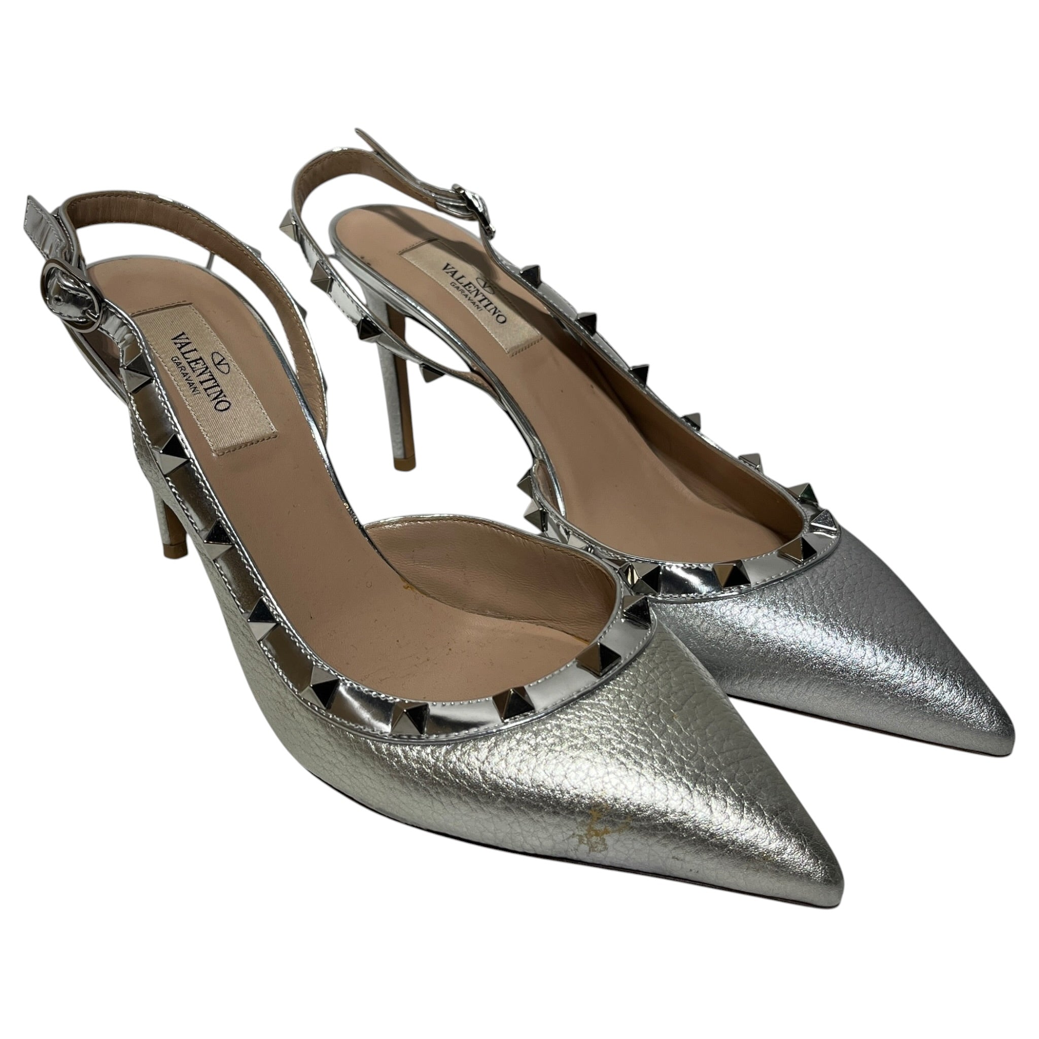 VALENTINO/Heels/US 9/Leather/SLV/Studded Pointed toe view 1