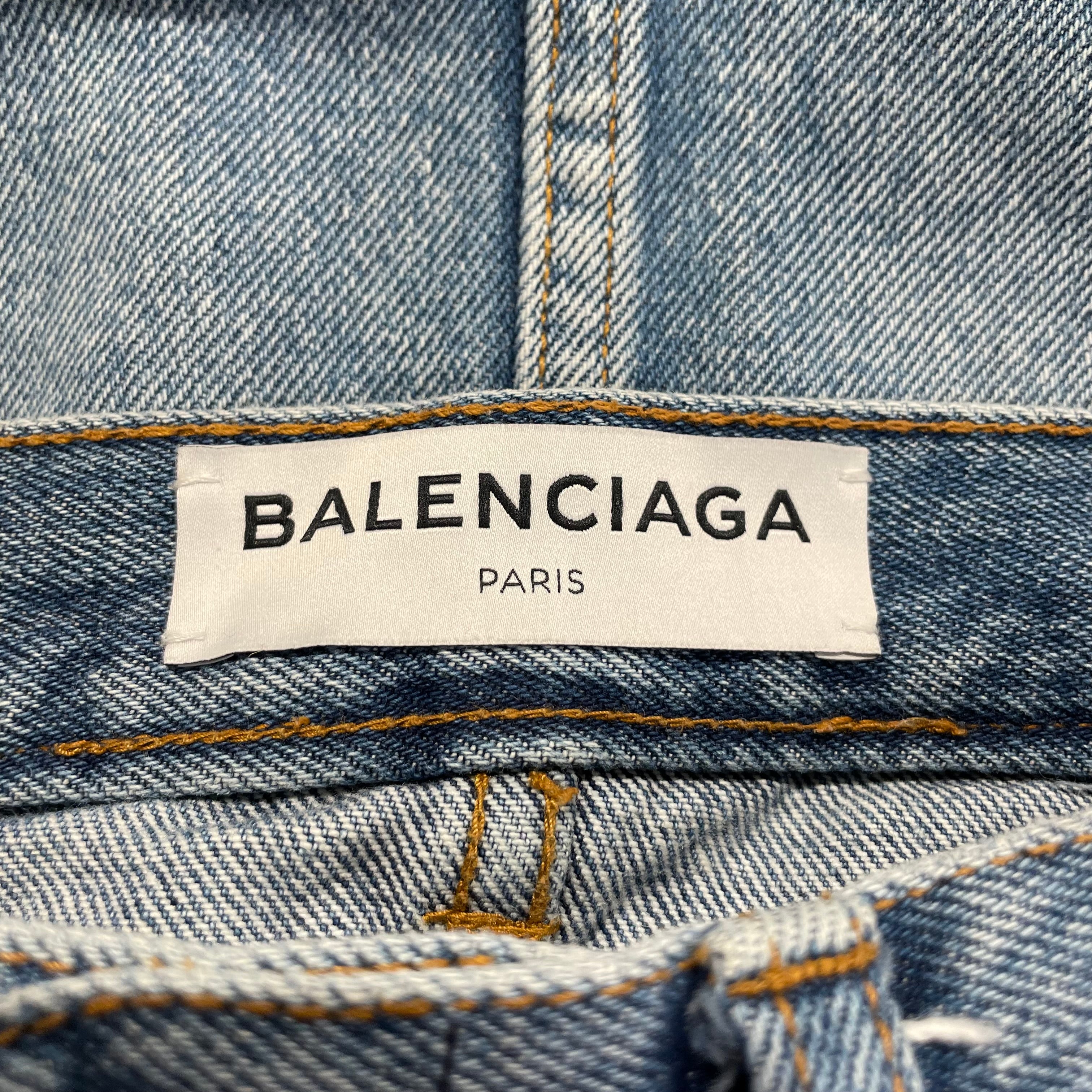 BALENCIAGA/Skirt/38/Cotton/BLU/BLUE DENIM MINI SKIRT view 3