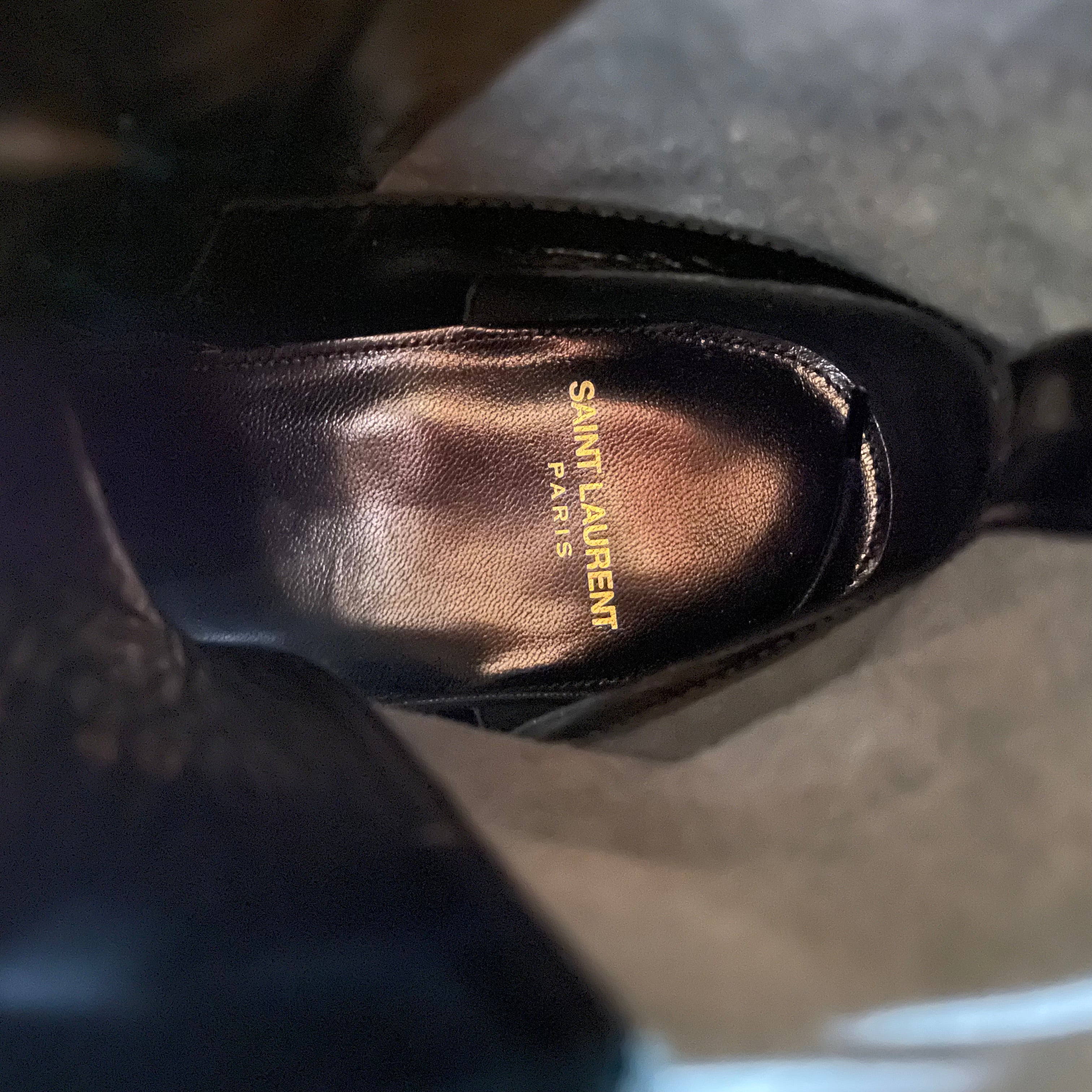 SAINT LAURENT/Dress Shoes/EU 42/Leather/BLK/713752 PATENT FLAT SOLE HI TOP view 4