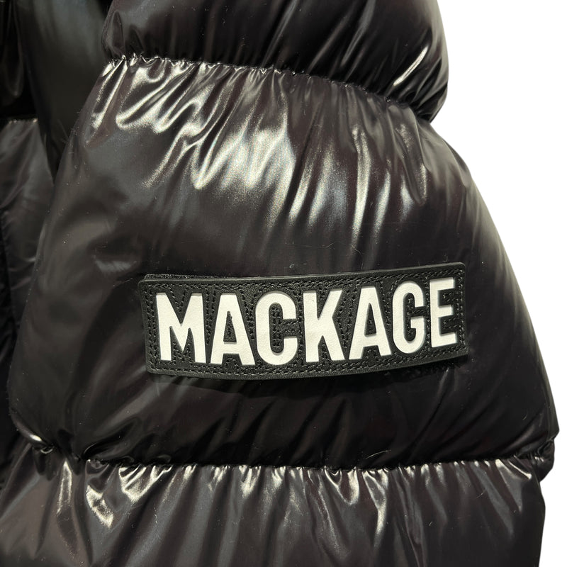 MACKAGE/Puffer Jkt/46/Nylon/BLK/Single Breasted/Fox Fur Neck