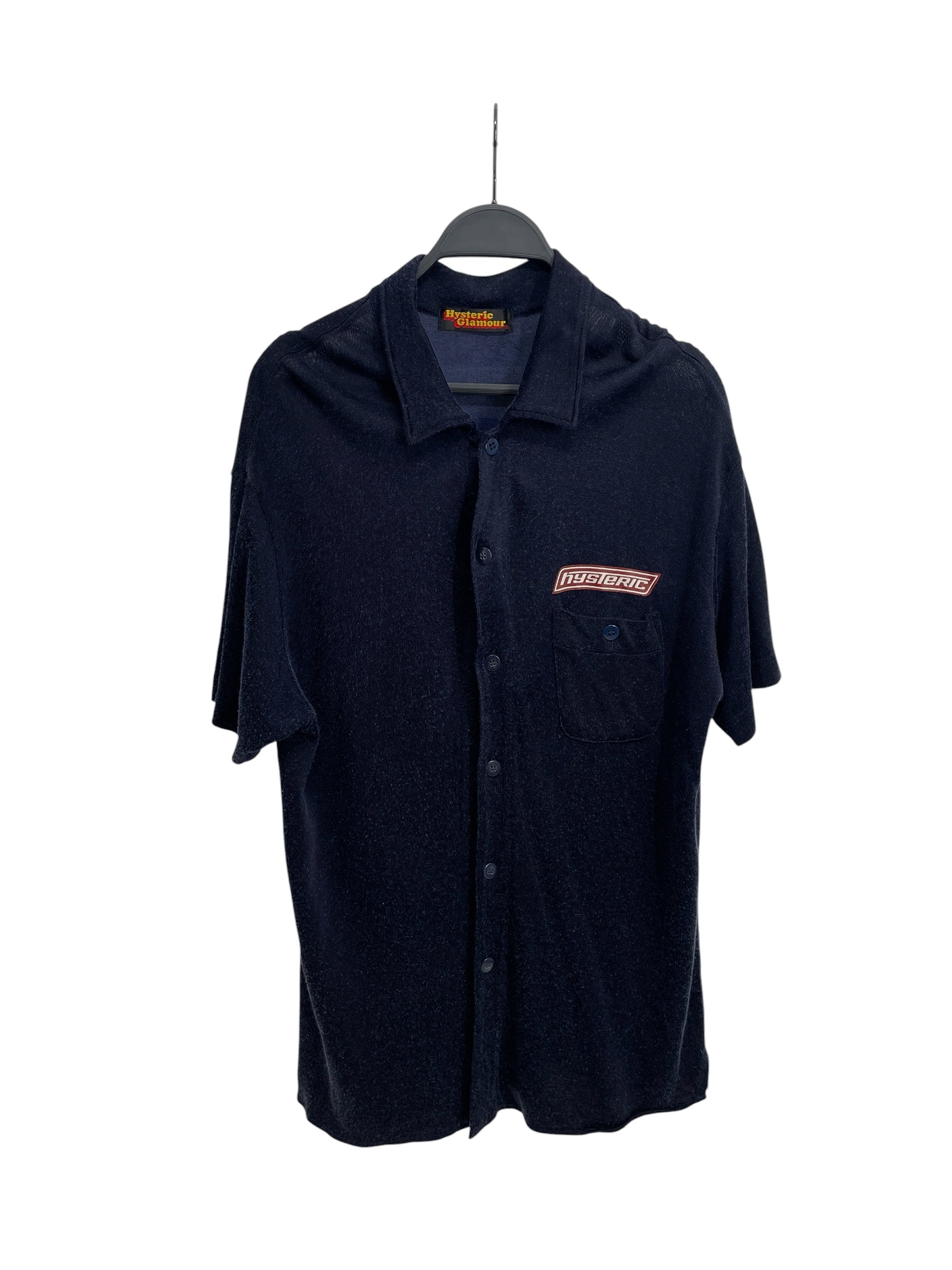 HYSTERIC GLAMOUR/SS Shirt/M/Cotton/NVY/revving car back graphic view 1