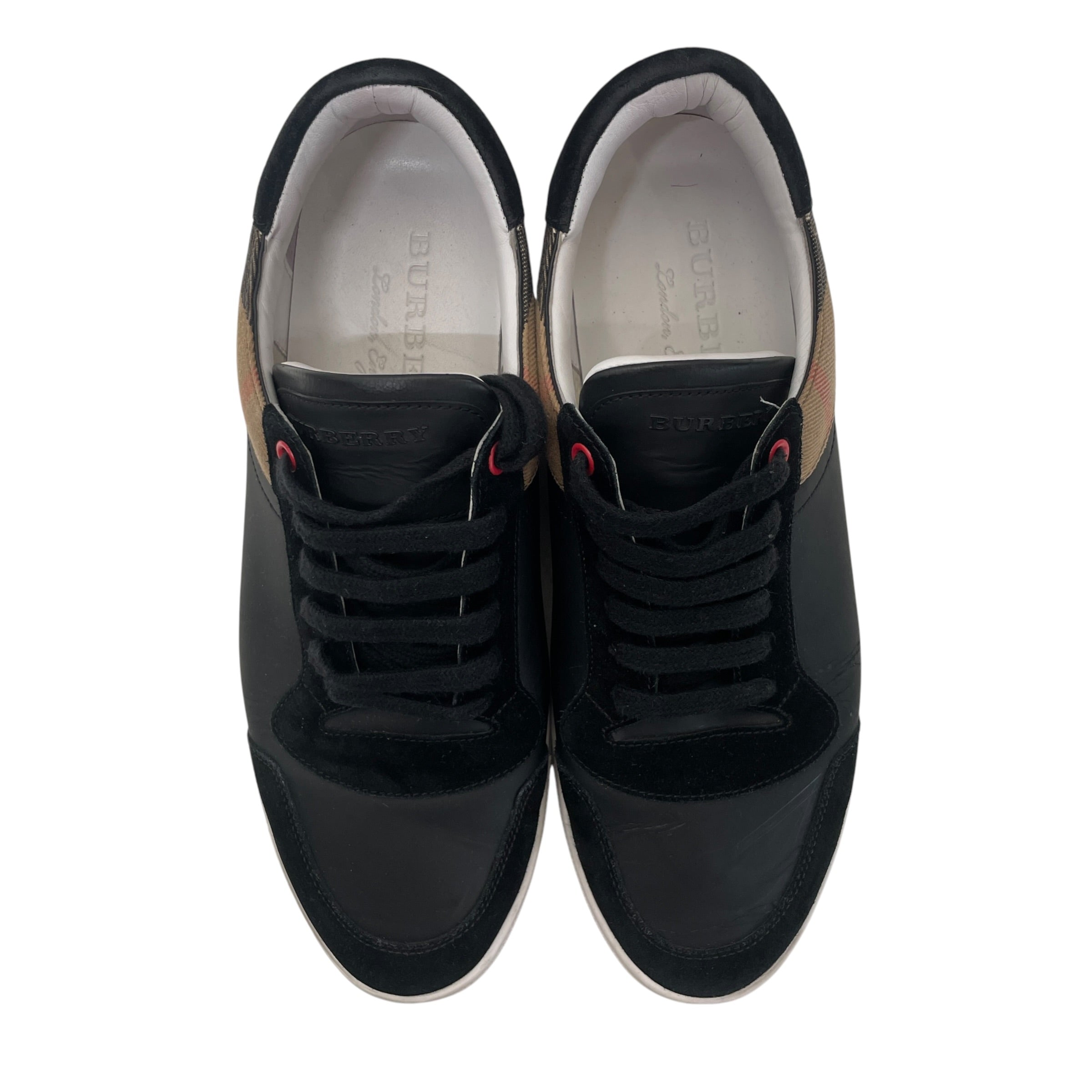 BURBERRY LONDON/Low-Sneakers/EU 43.5/Plaid/Acrylic/BLK/plaid around the back view 4