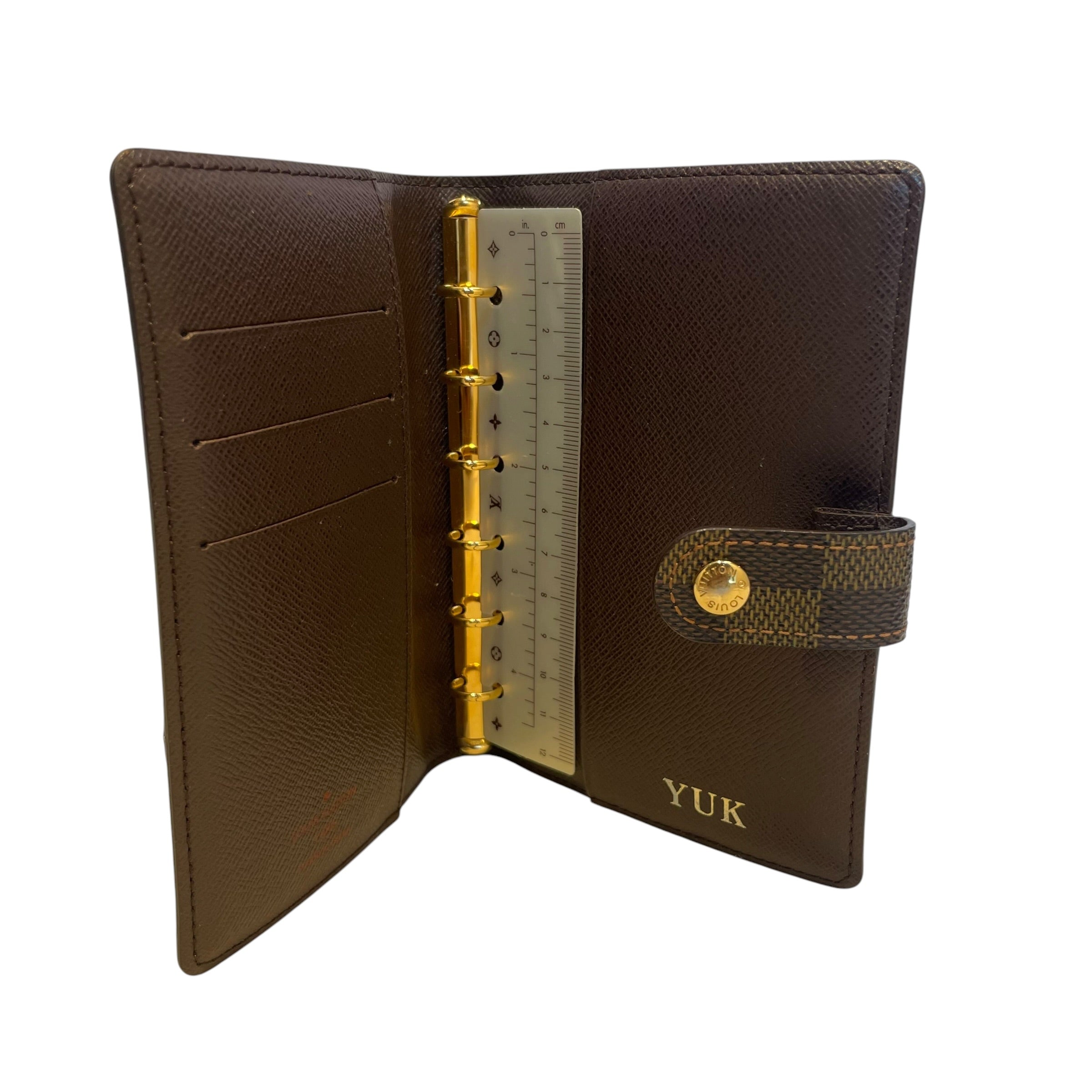 LOUIS VUITTON/Wallet/Monogram/Leather/BRW/L's/ruler/gld hard/agenda/yuk view 4