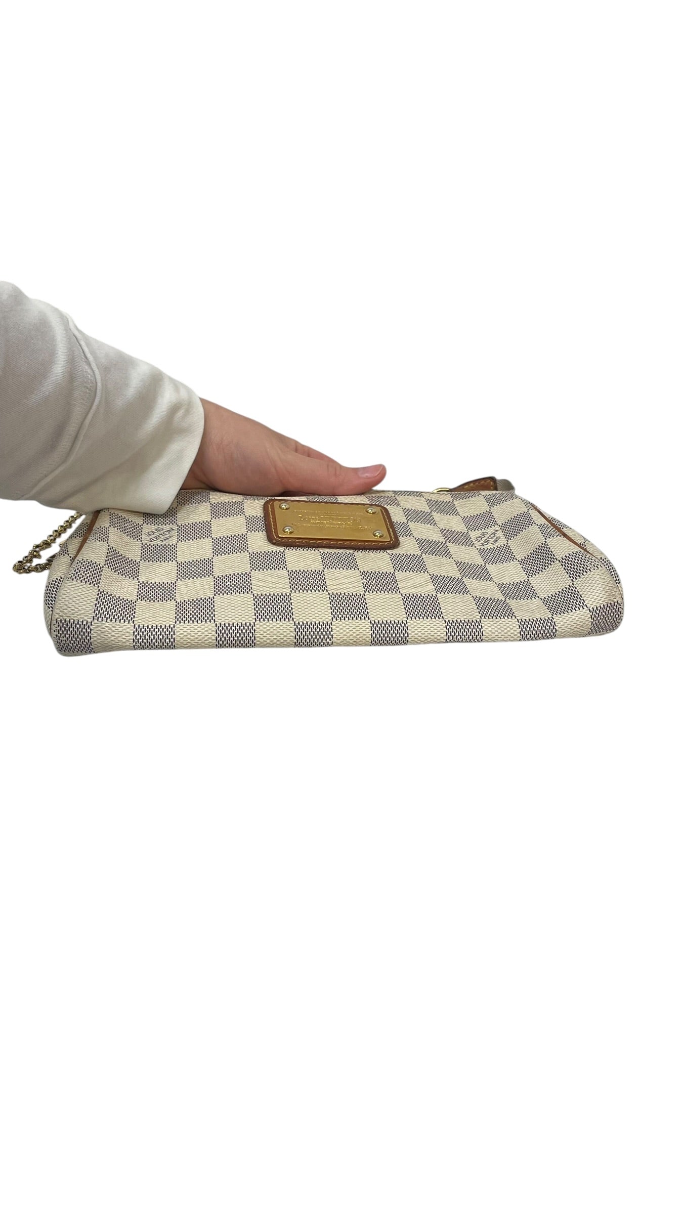 LOUIS VUITTON/Pouch/All Over Print/Leather/CRM/eva pochette damier azur view 3