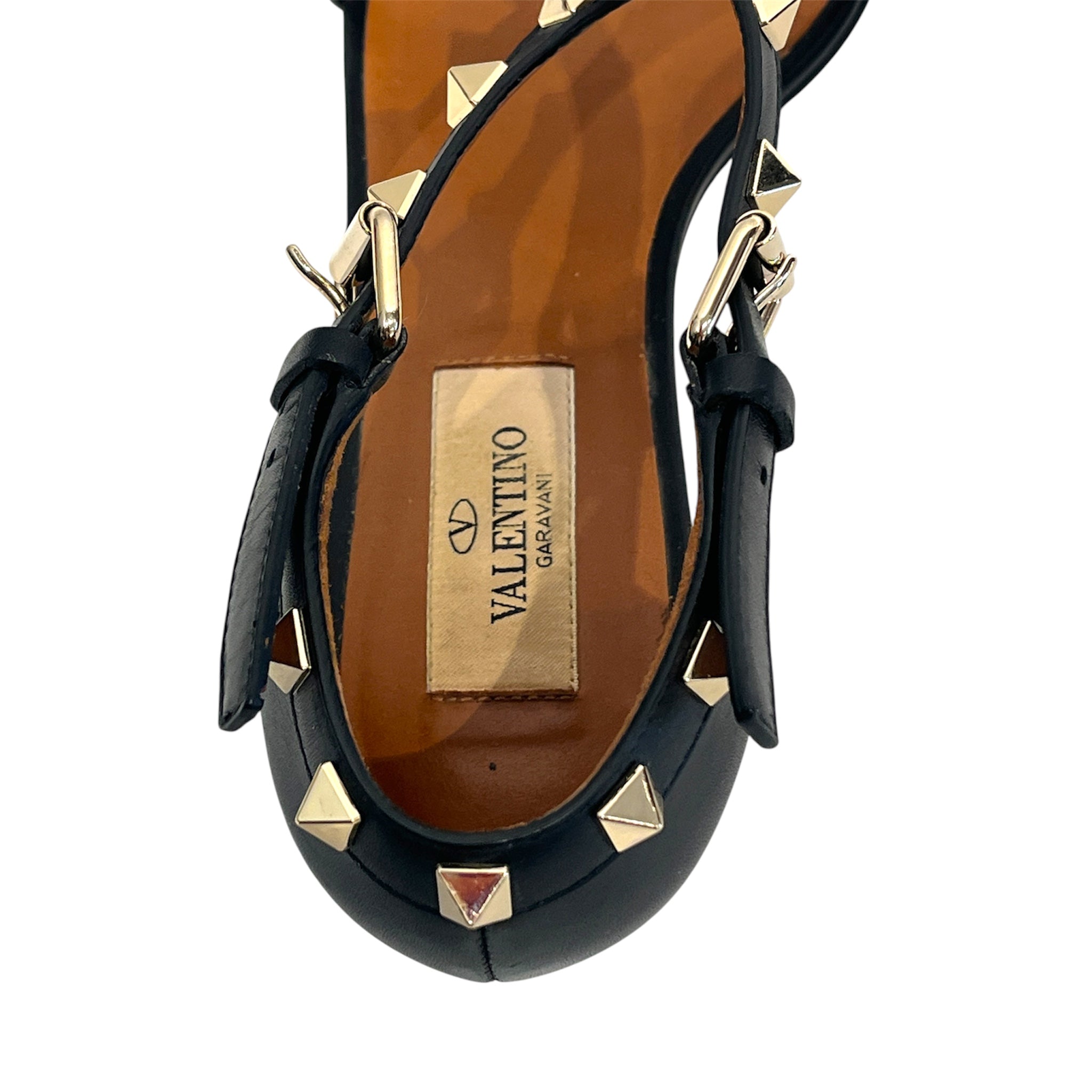 VALENTINO/Heels/EU 35/Leather/BLK/Open-Toe/Rockstud Sandal Criss Cross view 3