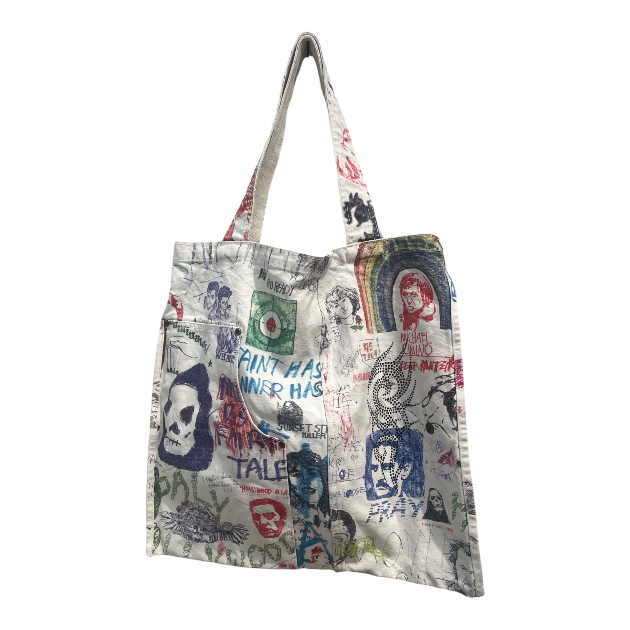 Paly(PALY HOLLYWOOD)/Tote Bag/Graphic/Cotton/WHT/MARKER DRAWINGS ALLOVER view 1